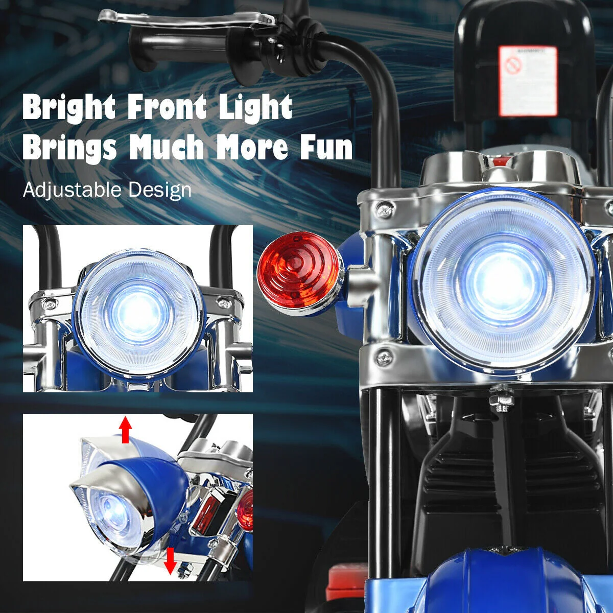 6V 3 Wheel Kids Motorcycle-Blue - Image 8