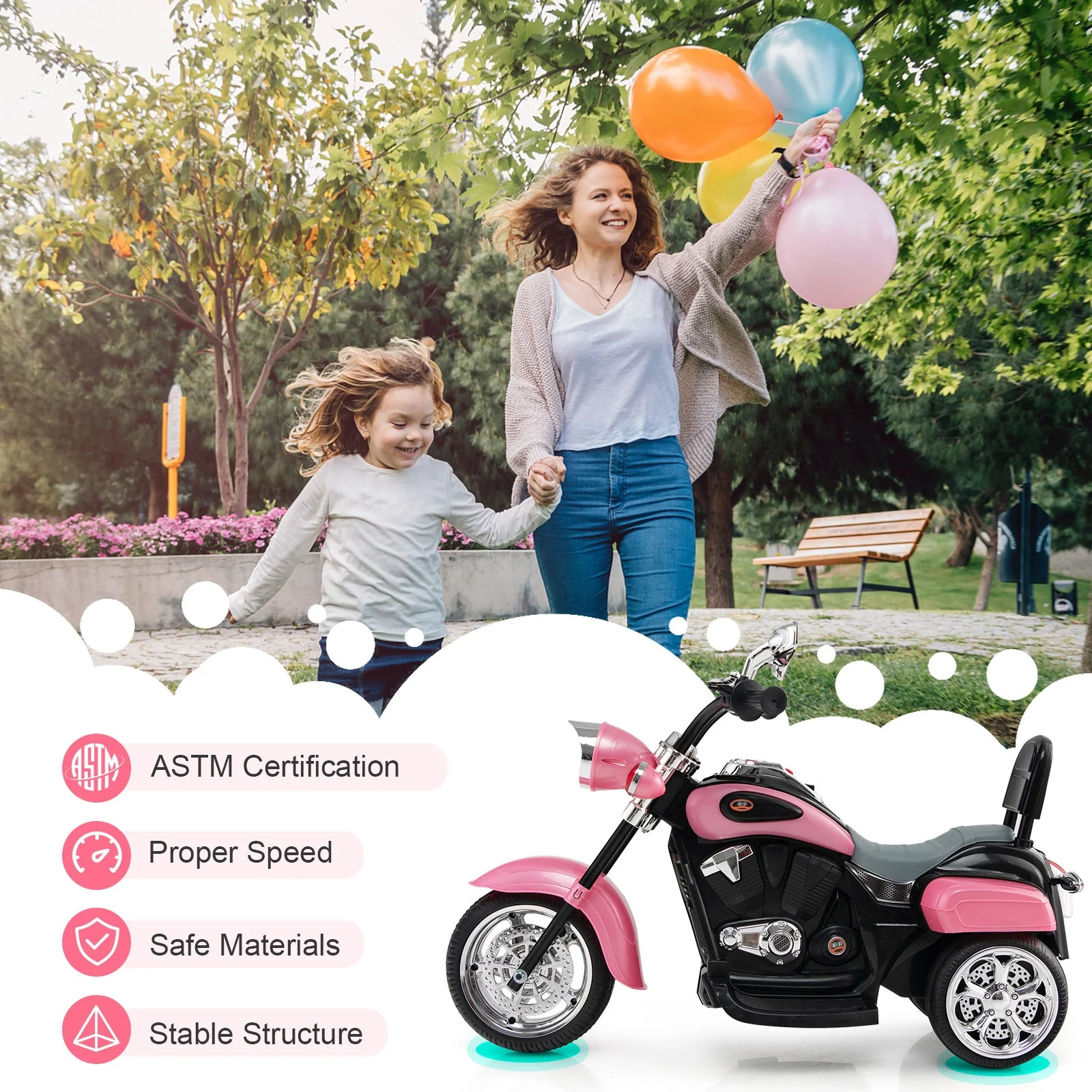6V 3 Wheel Kids Motorcycle-Pink - Image 7