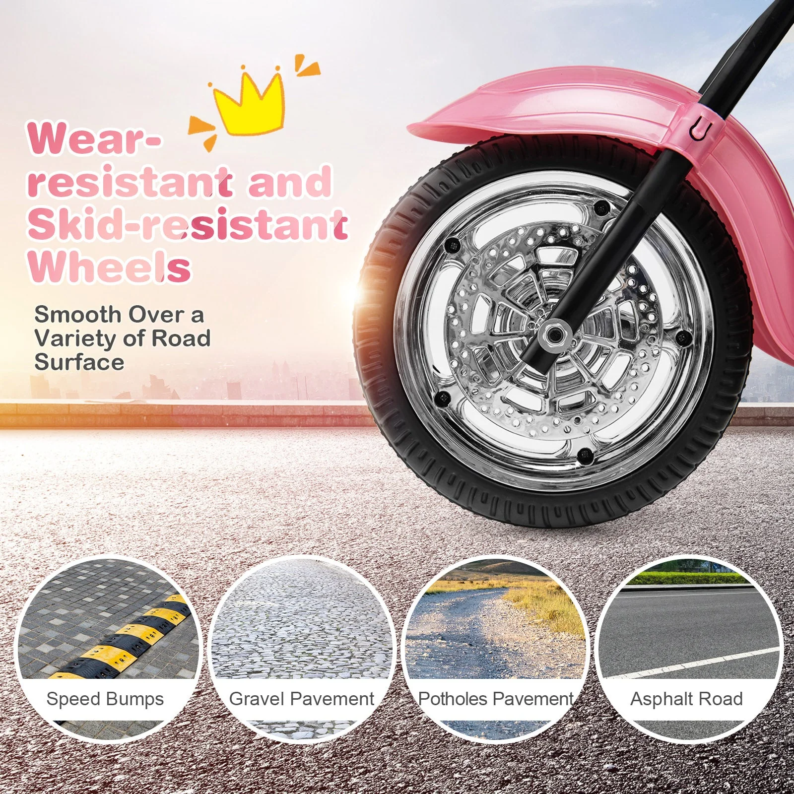 6V 3 Wheel Kids Motorcycle-Pink - Image 8