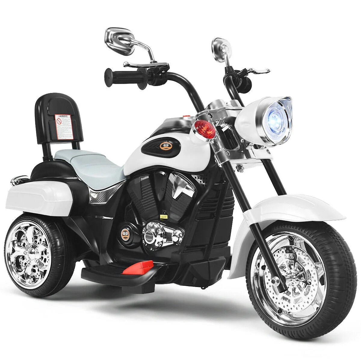 6V 3 Wheel Kids Motorcycle-White - Image 3