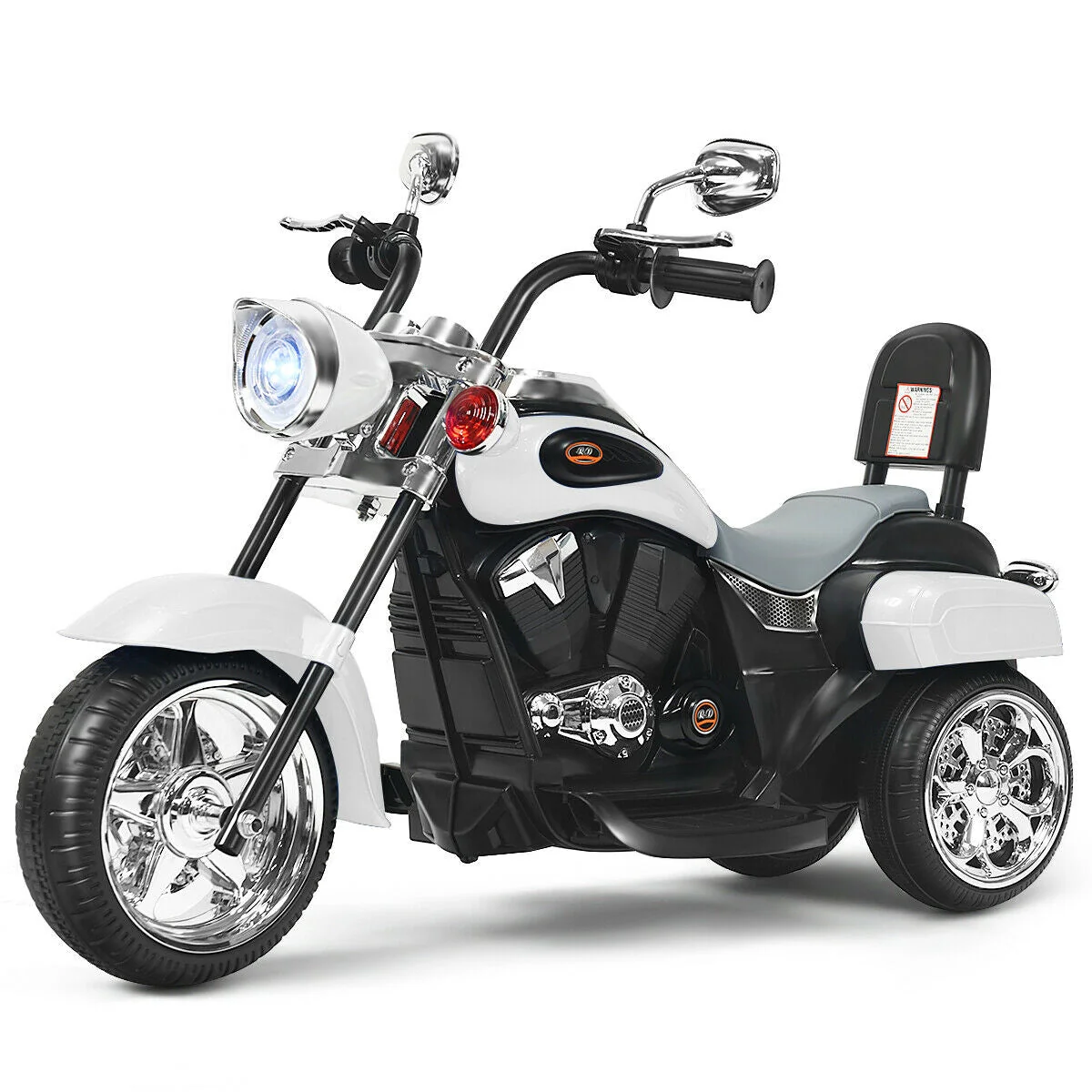 6V 3 Wheel Kids Motorcycle-White - Image 4