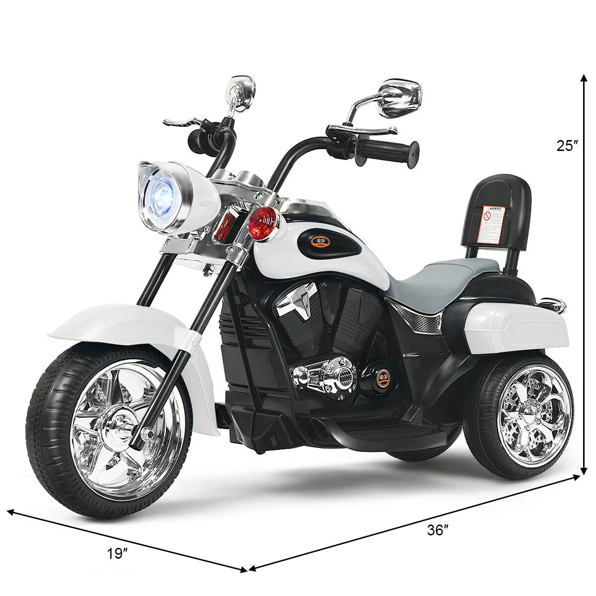 6V 3 Wheel Kids Motorcycle-White - Image 5