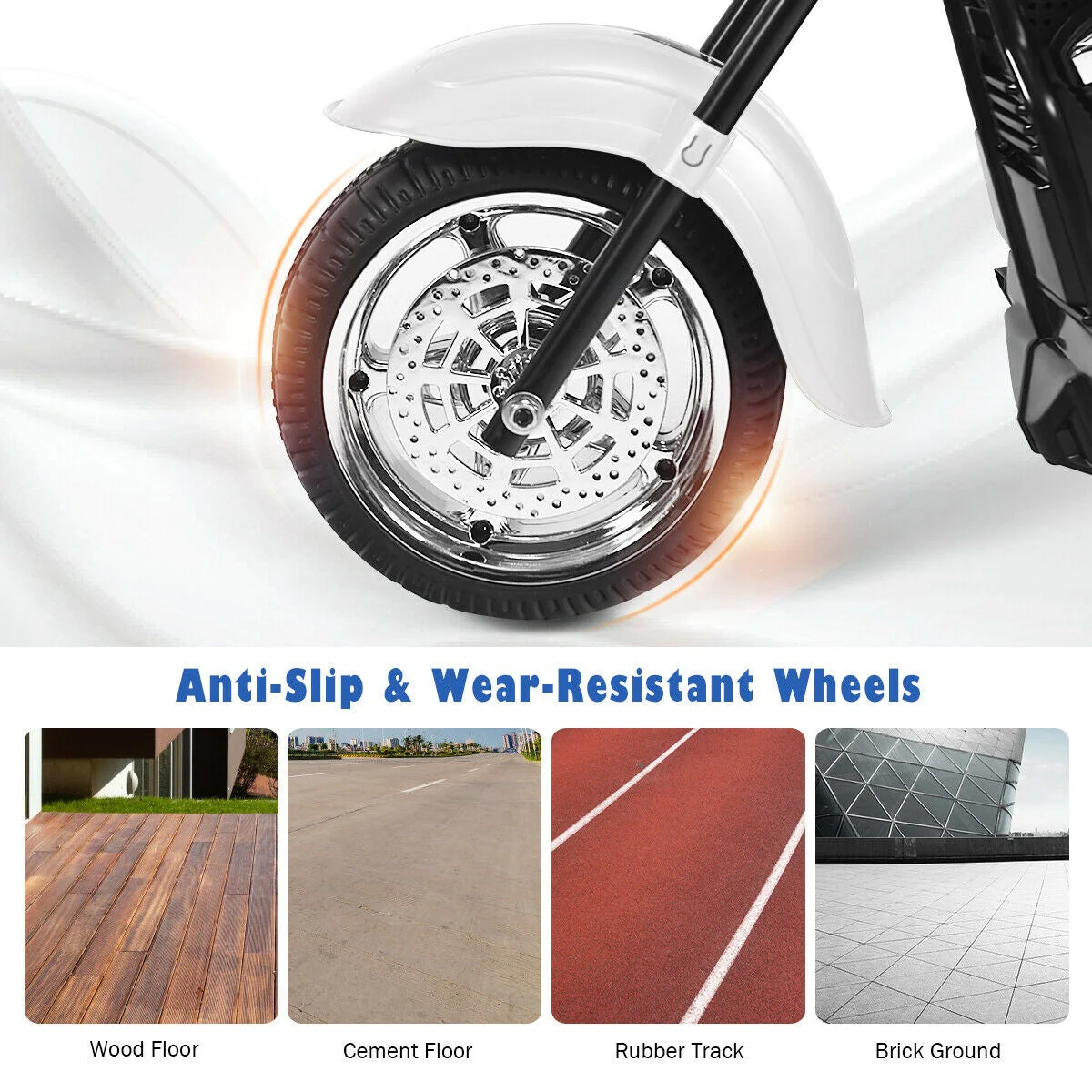 6V 3 Wheel Kids Motorcycle-White - Image 8