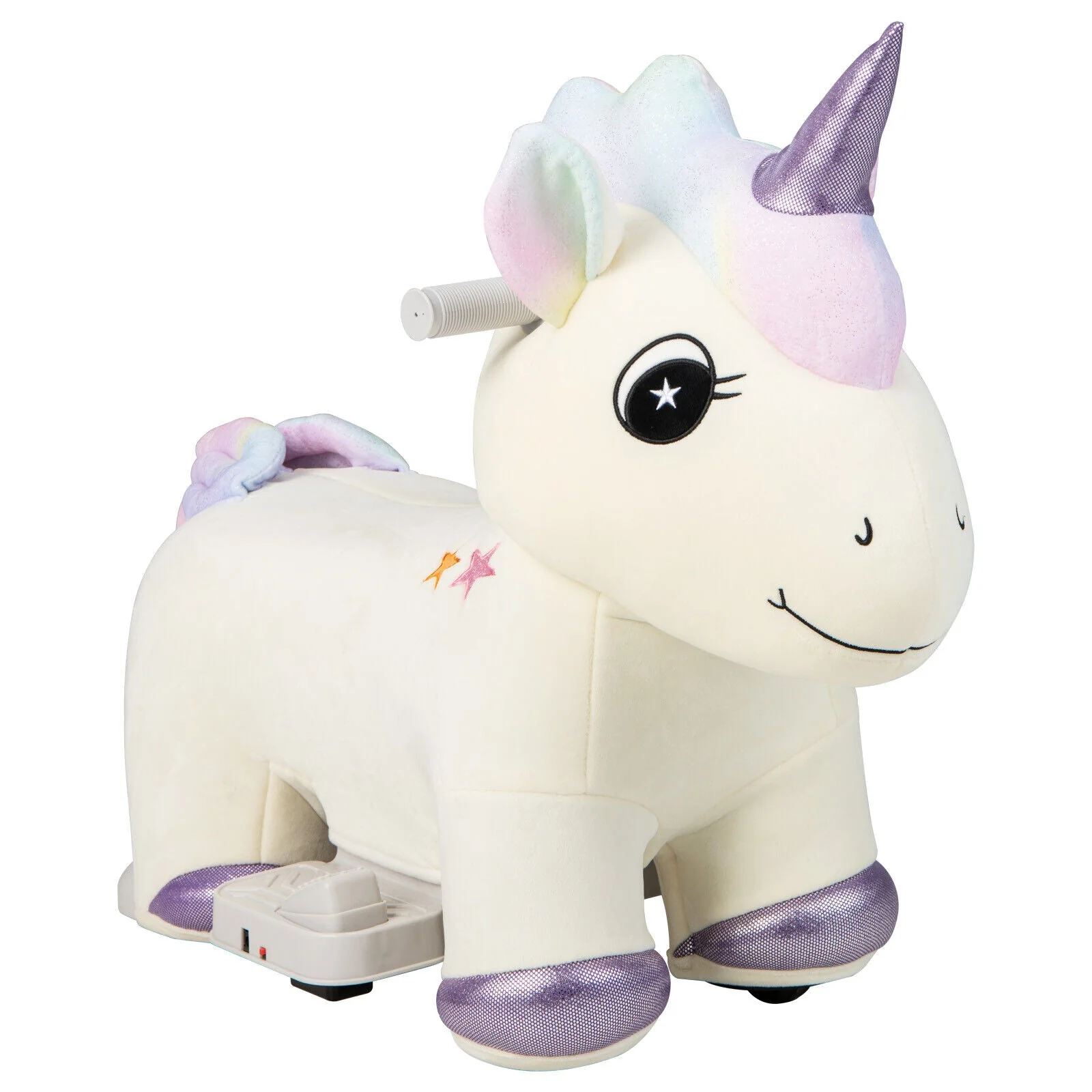 6V Electric Animal Ride On Toy with Music and Handlebars-Beige - Image 3