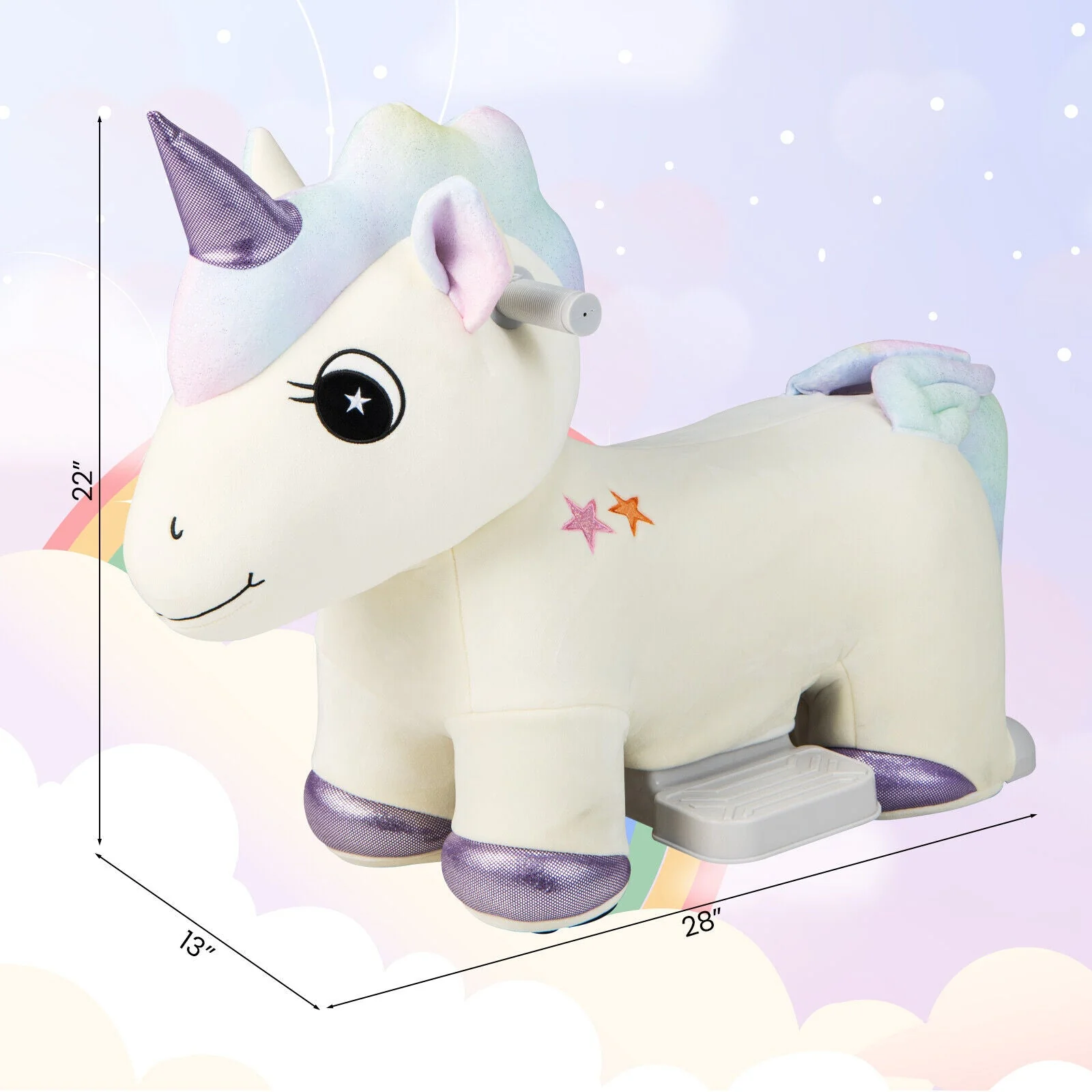 6V Electric Animal Ride On Toy with Music and Handlebars-Beige - Image 5