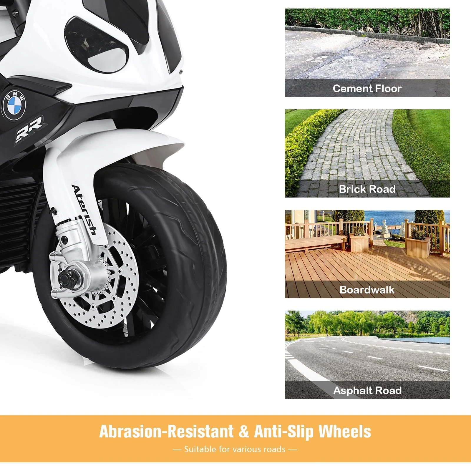 6V Kids 3 Wheels Riding BMW Licensed Electric Motorcycle-Black - Image 8