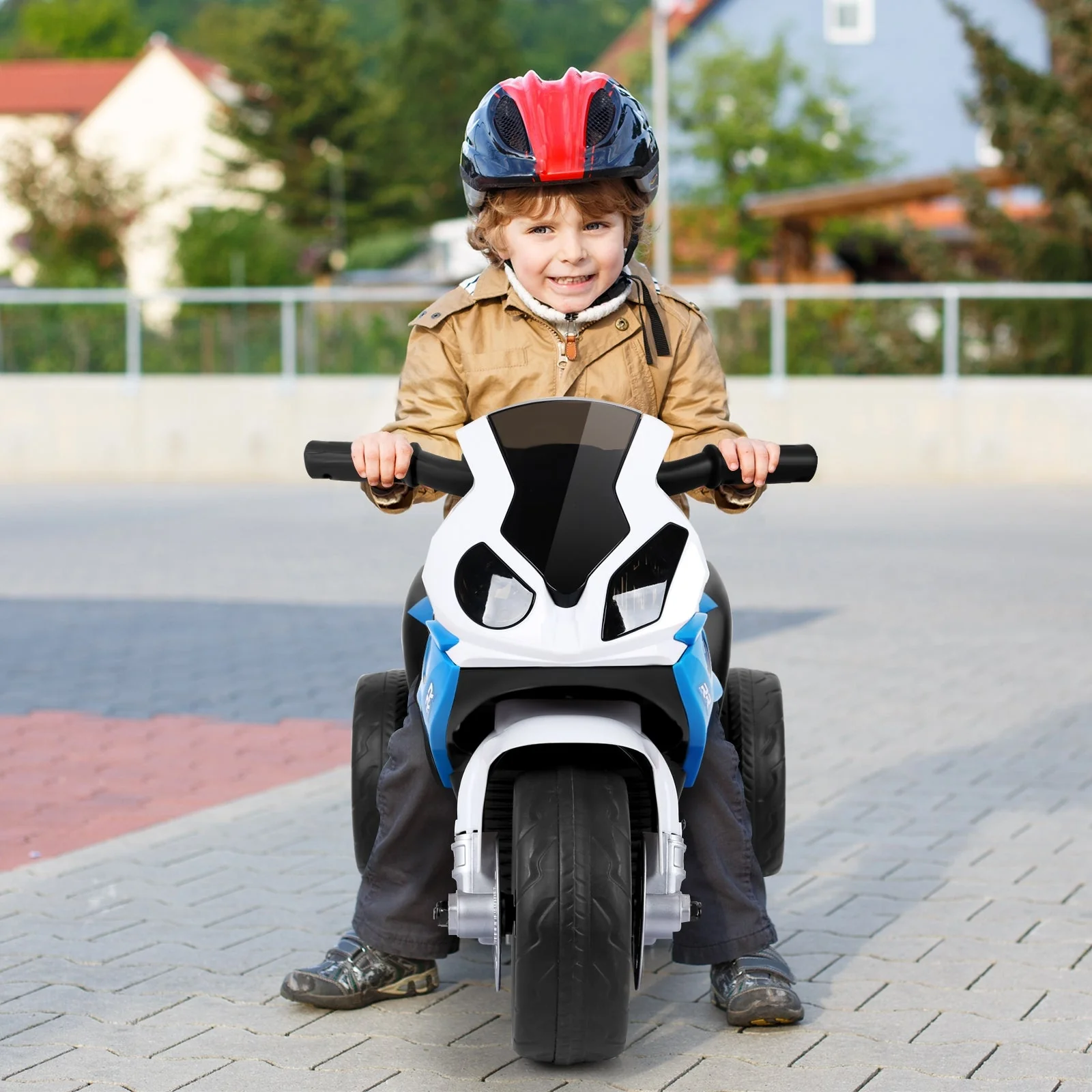 6V Kids 3 Wheels Riding BMW Licensed Electric Motorcycle-Blue - Image 2
