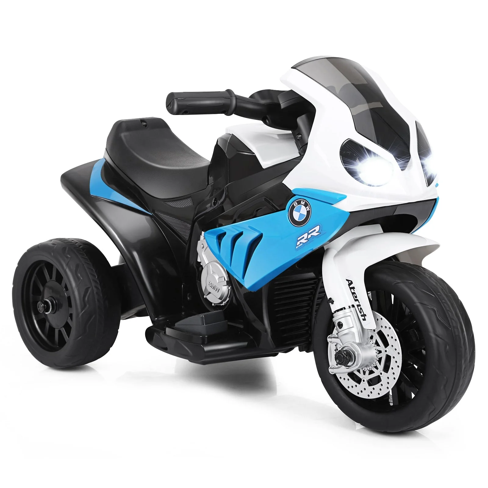 6V Kids 3 Wheels Riding BMW Licensed Electric Motorcycle-Blue - Image 3