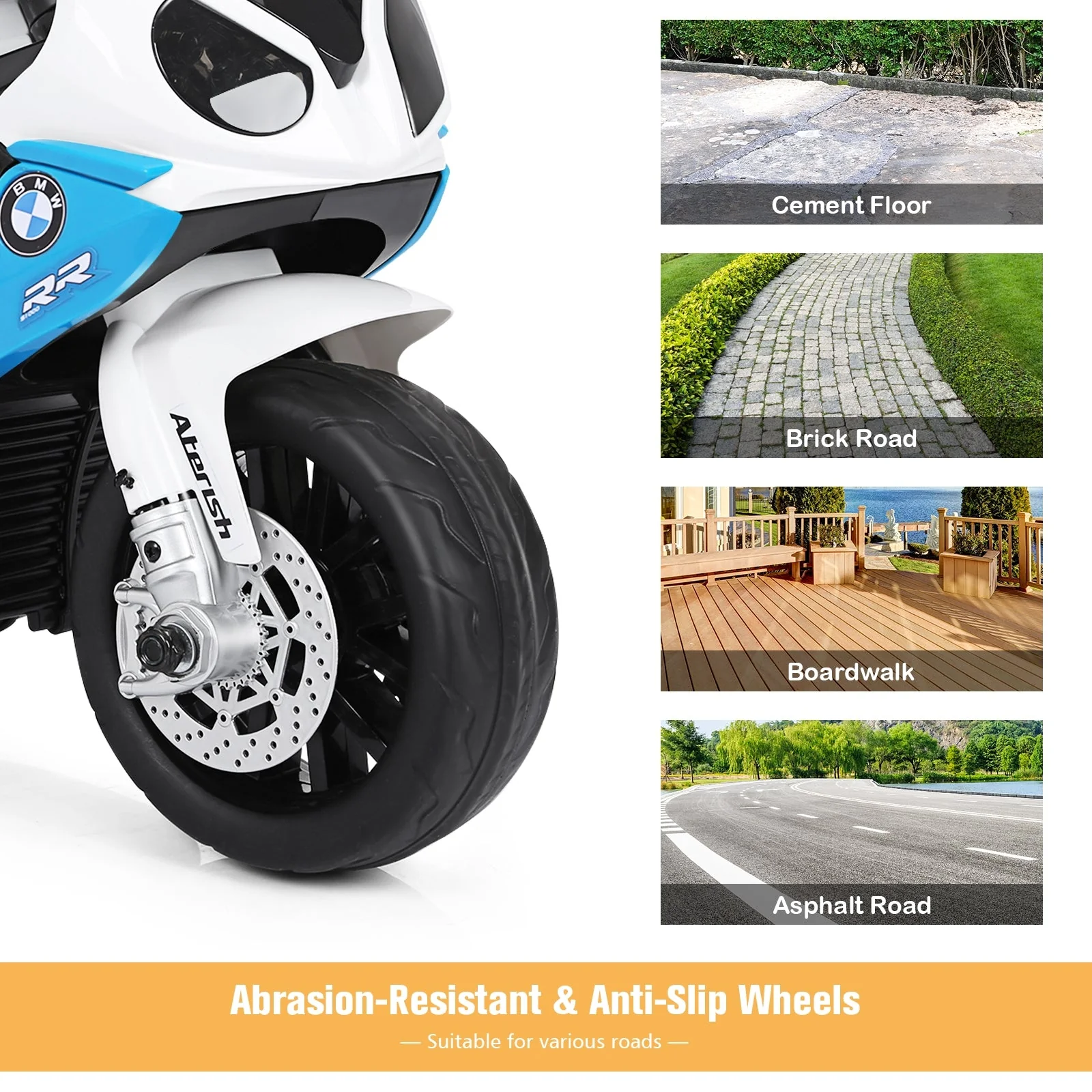 6V Kids 3 Wheels Riding BMW Licensed Electric Motorcycle-Blue - Image 8
