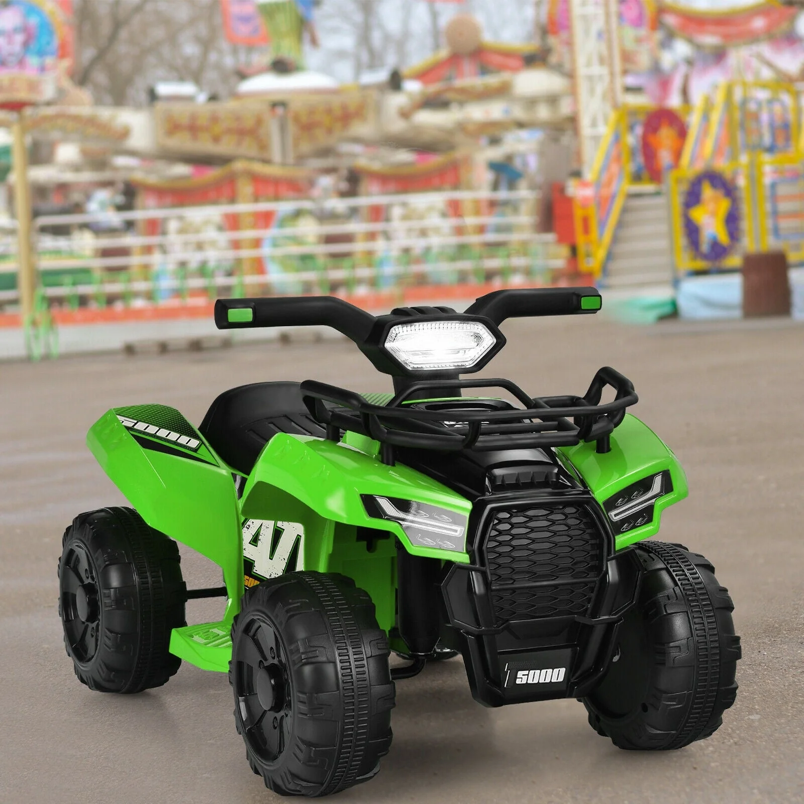 6V Kids ATV Quad Electric Ride On Car with LED Light and MP3-Green - Image 2