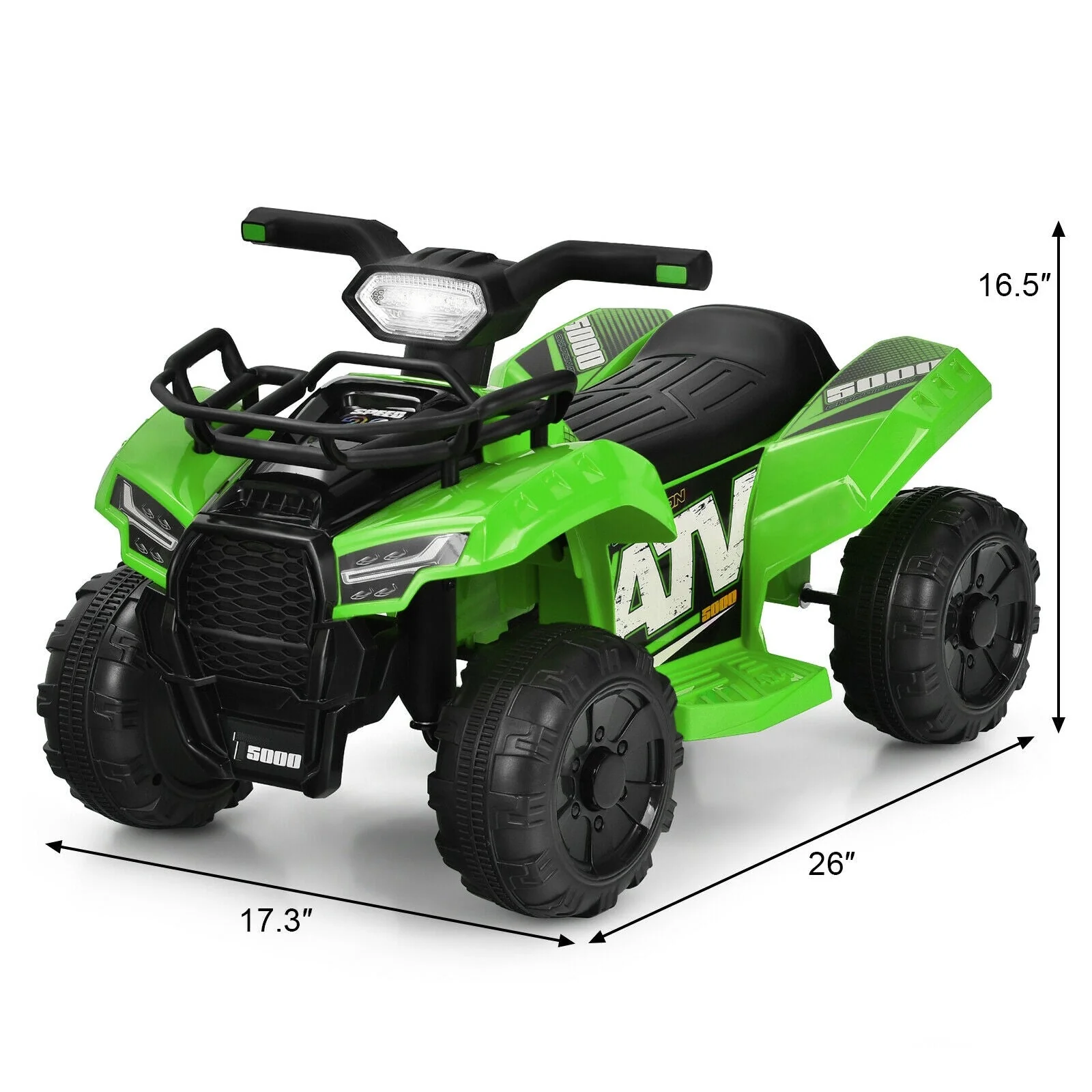 6V Kids ATV Quad Electric Ride On Car with LED Light and MP3-Green - Image 4