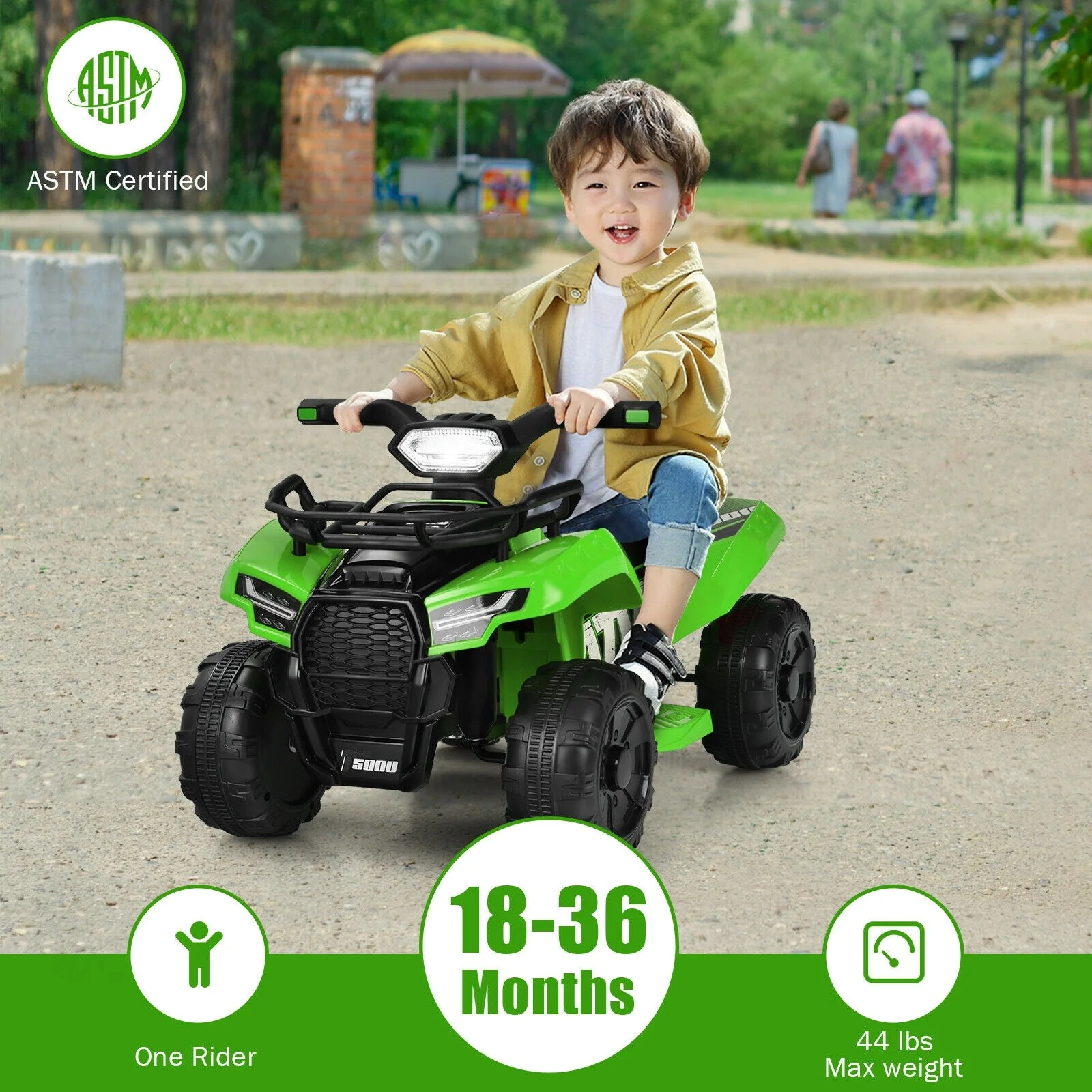 6V Kids ATV Quad Electric Ride On Car with LED Light and MP3-Green - Image 6