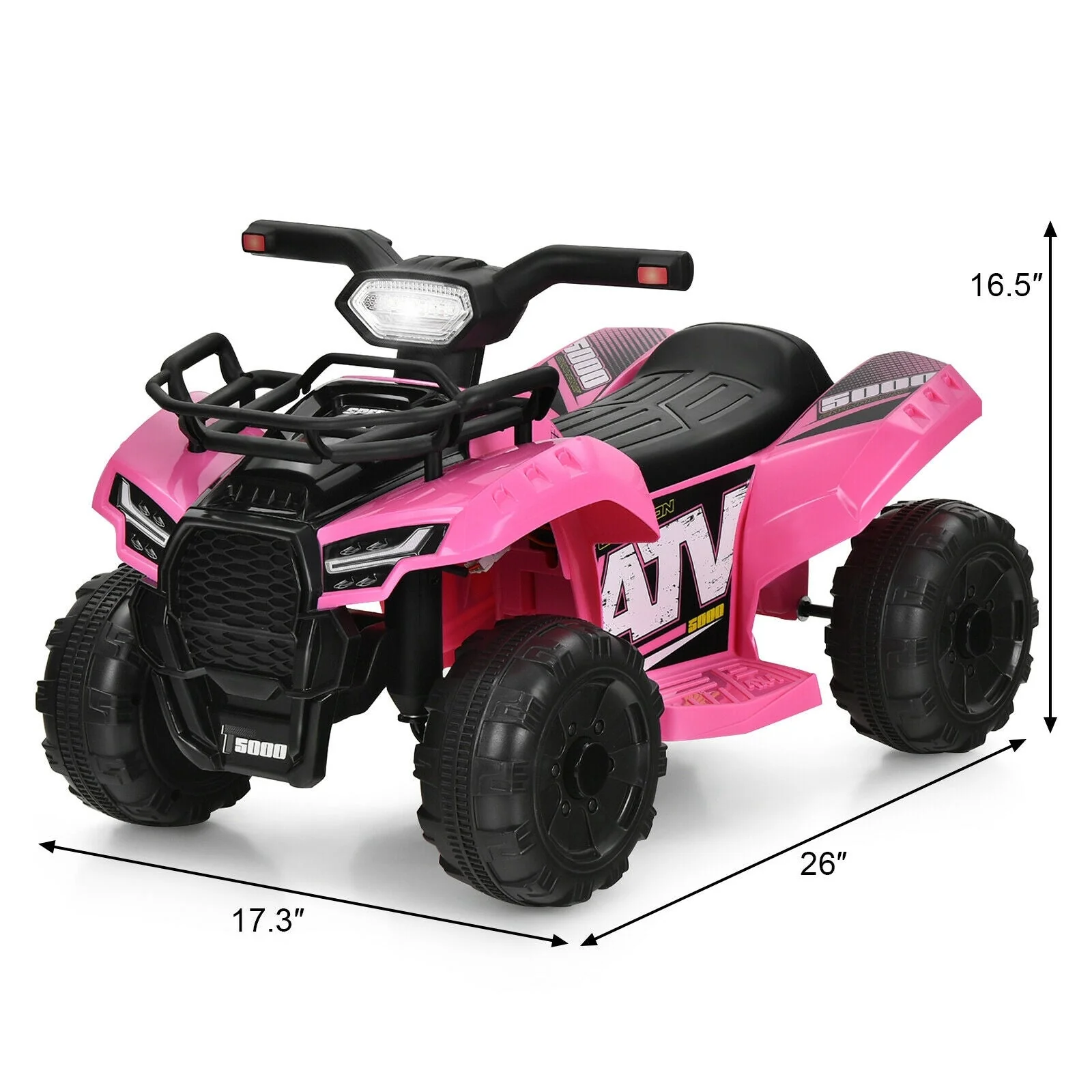 6V Kids ATV Quad Electric Ride On Car with LED Light and MP3-Pink - Image 4