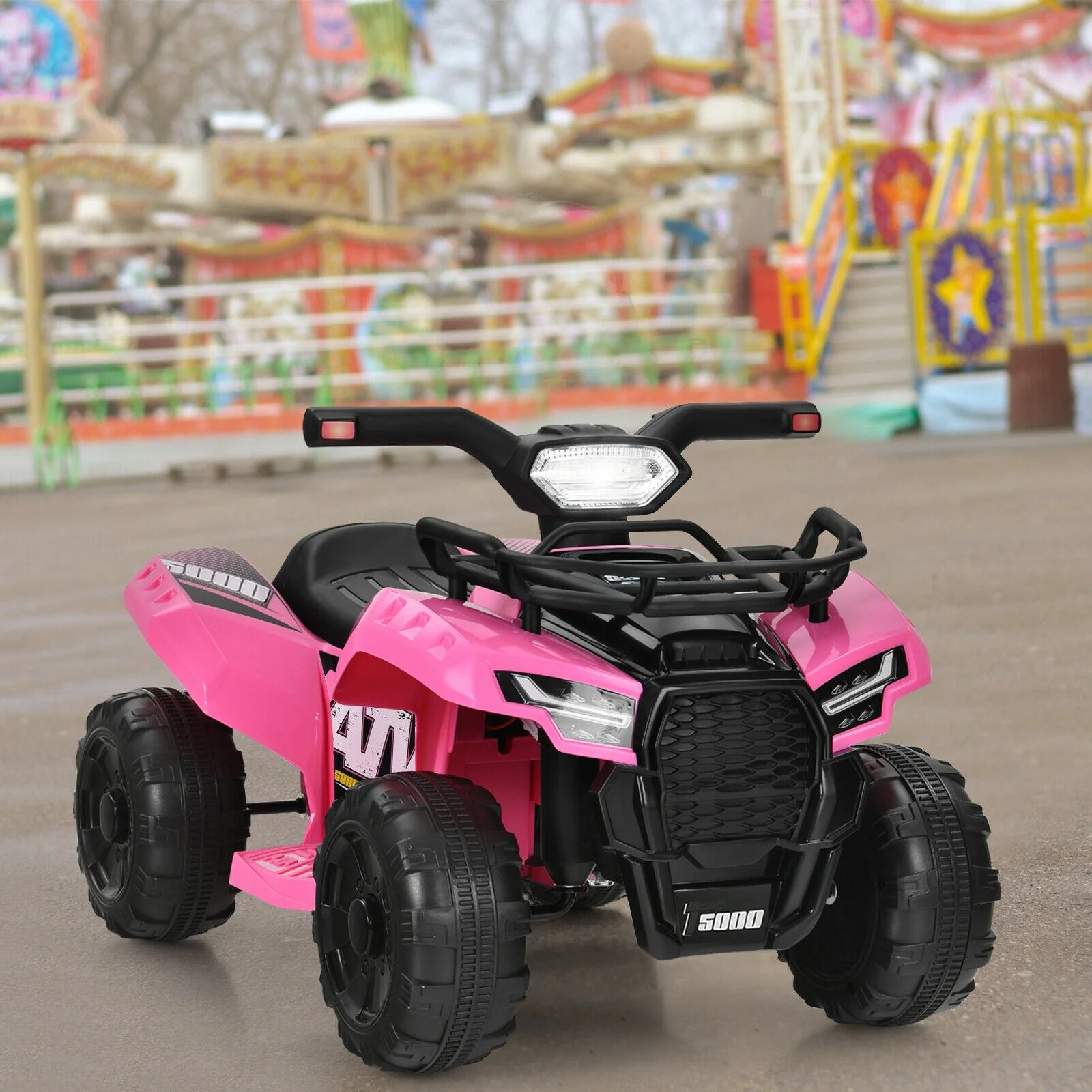 6V Kids ATV Quad Electric Ride On Car with LED Light and MP3-Pink - Image 6
