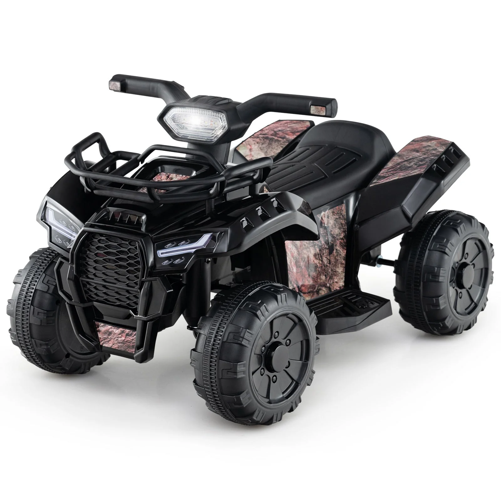 6V Kids ATV Quad Electric Ride On Car with LED Light and MP3-Solid Black - Image 3