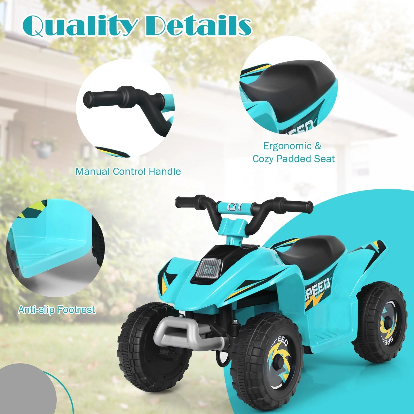 6V Kids Electric ATV 4 Wheels Ride-On Toy -Blue - Image 8