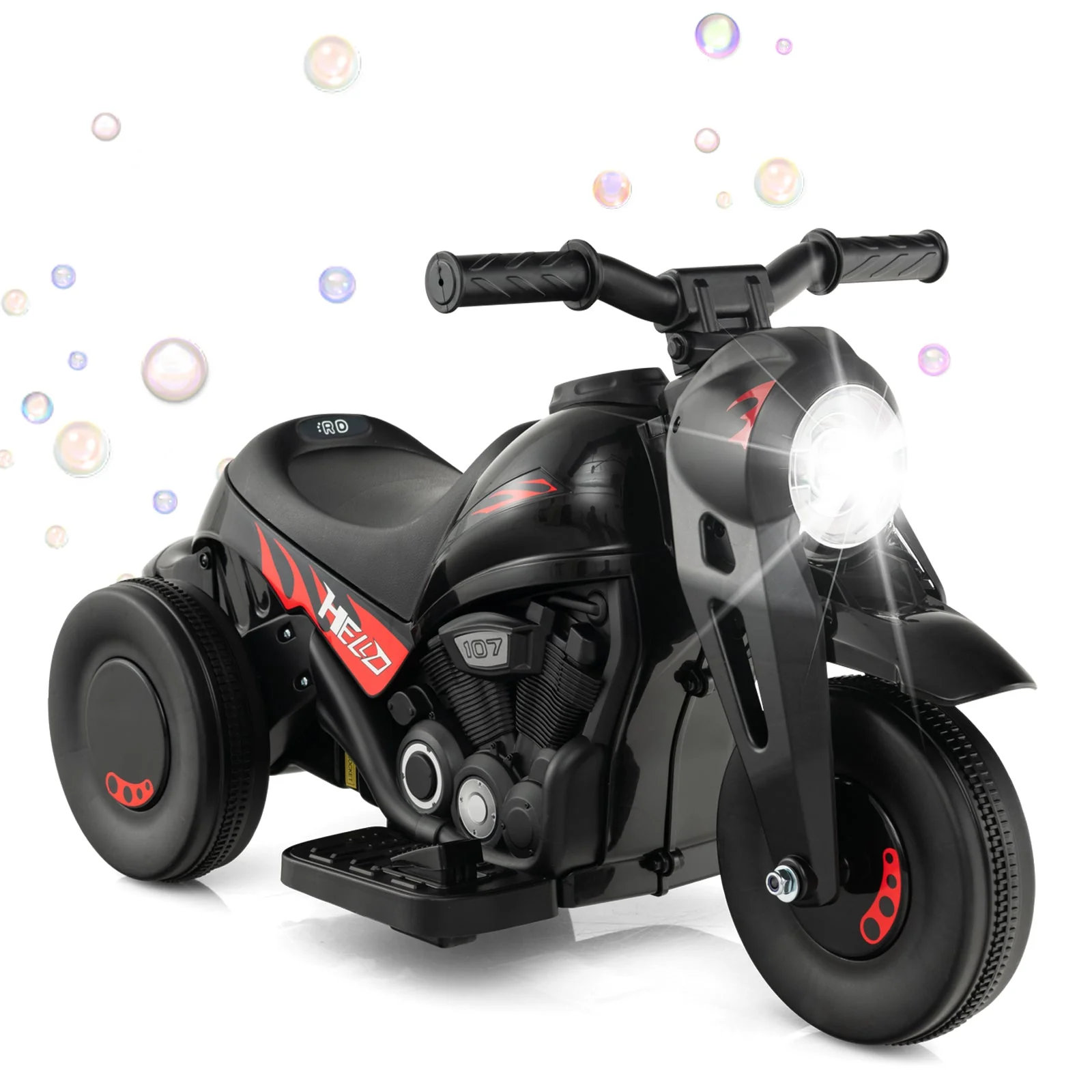 6V Kids Electric Ride on Motorcycle with Bubble Maker and Music-Black - Image 2