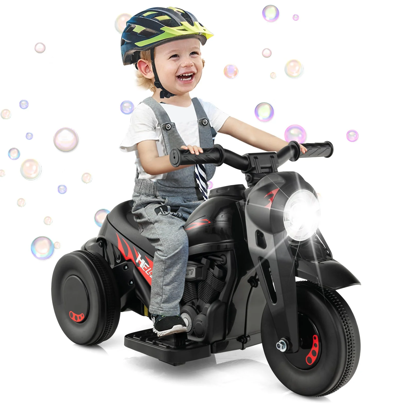 6V Kids Electric Ride on Motorcycle with Bubble Maker and Music-Black - Image 5