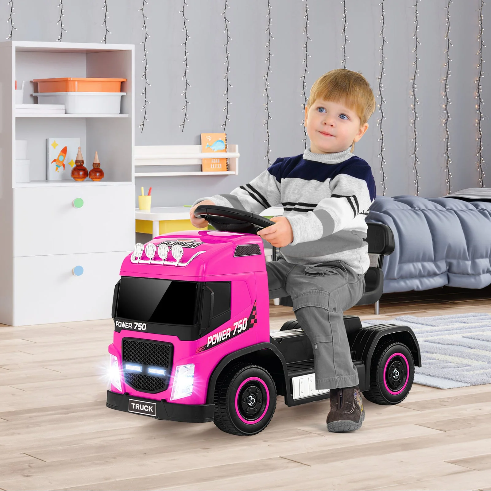 6V Kids Electric Ride-on Truck with Height Adjustable Seat-Pink - Image 2