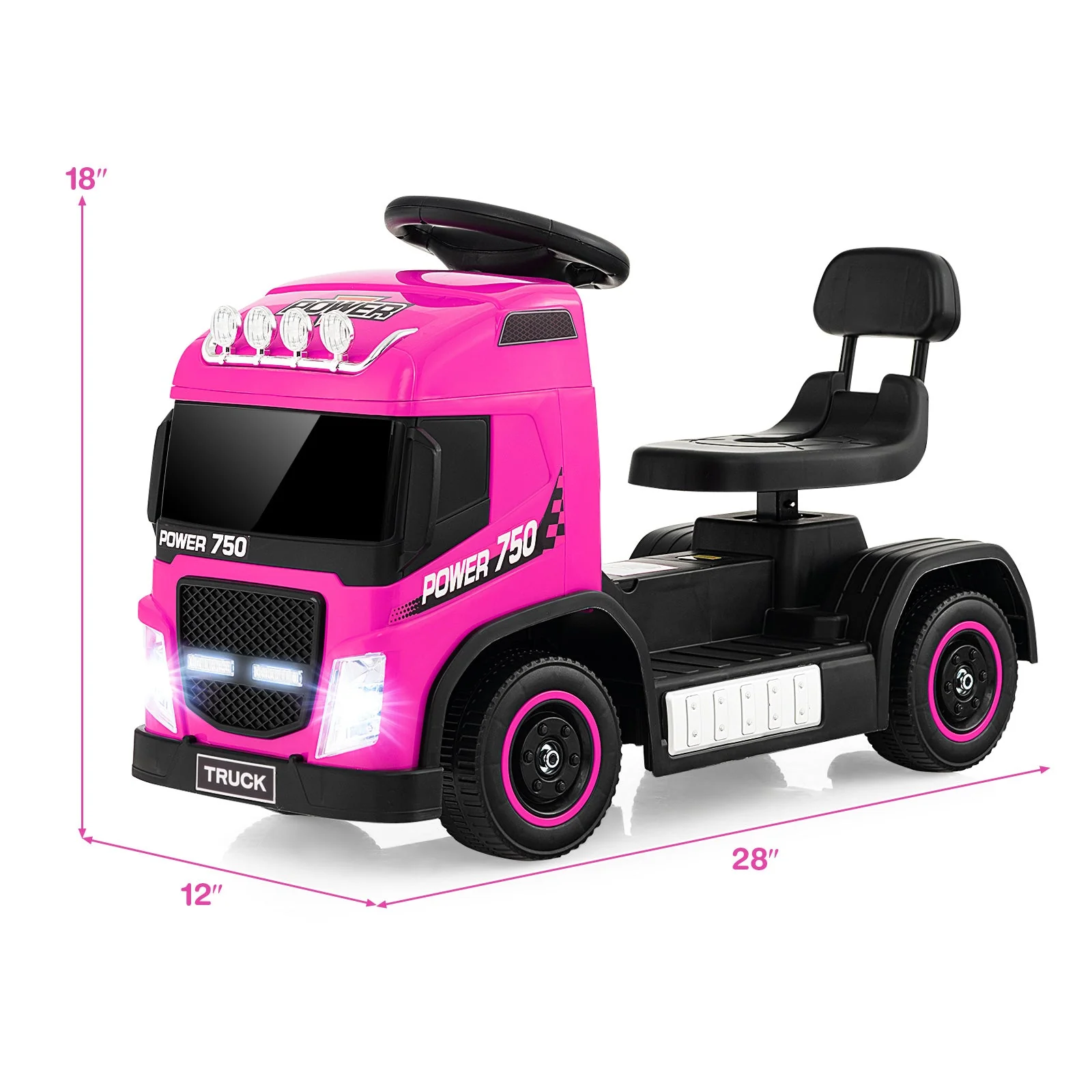 6V Kids Electric Ride-on Truck with Height Adjustable Seat-Pink - Image 5