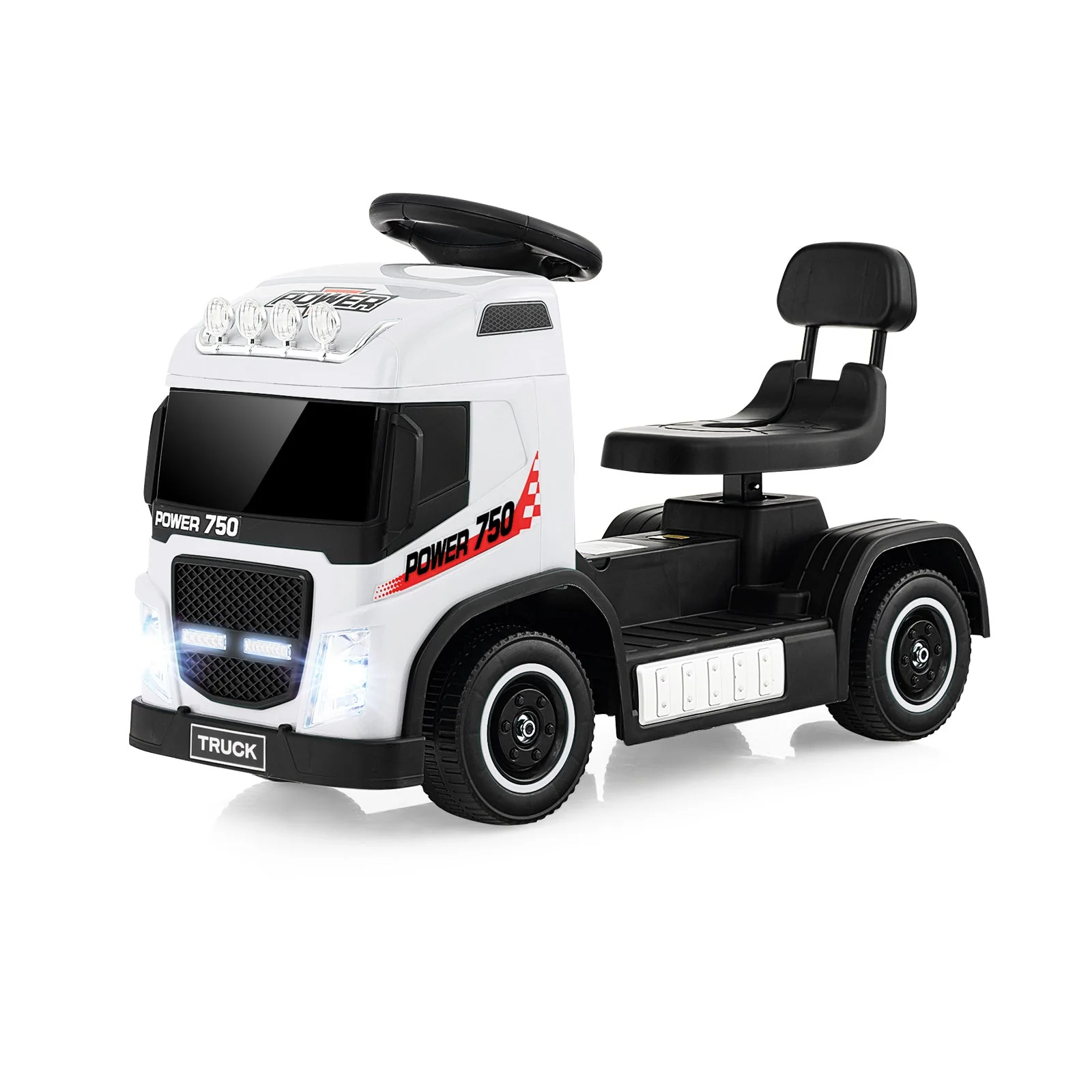 6V Kids Electric Ride-on Truck with Height Adjustable Seat-White - Image 3