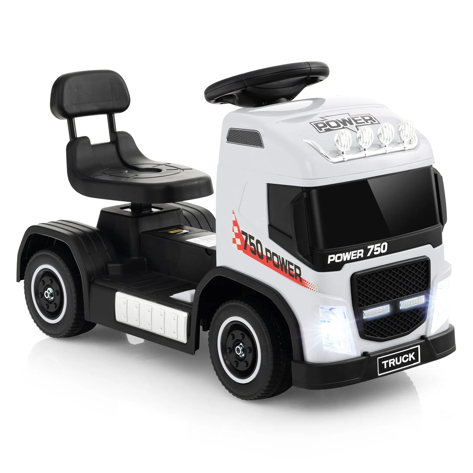 6V Kids Electric Ride-on Truck with Height Adjustable Seat-White - Image 4