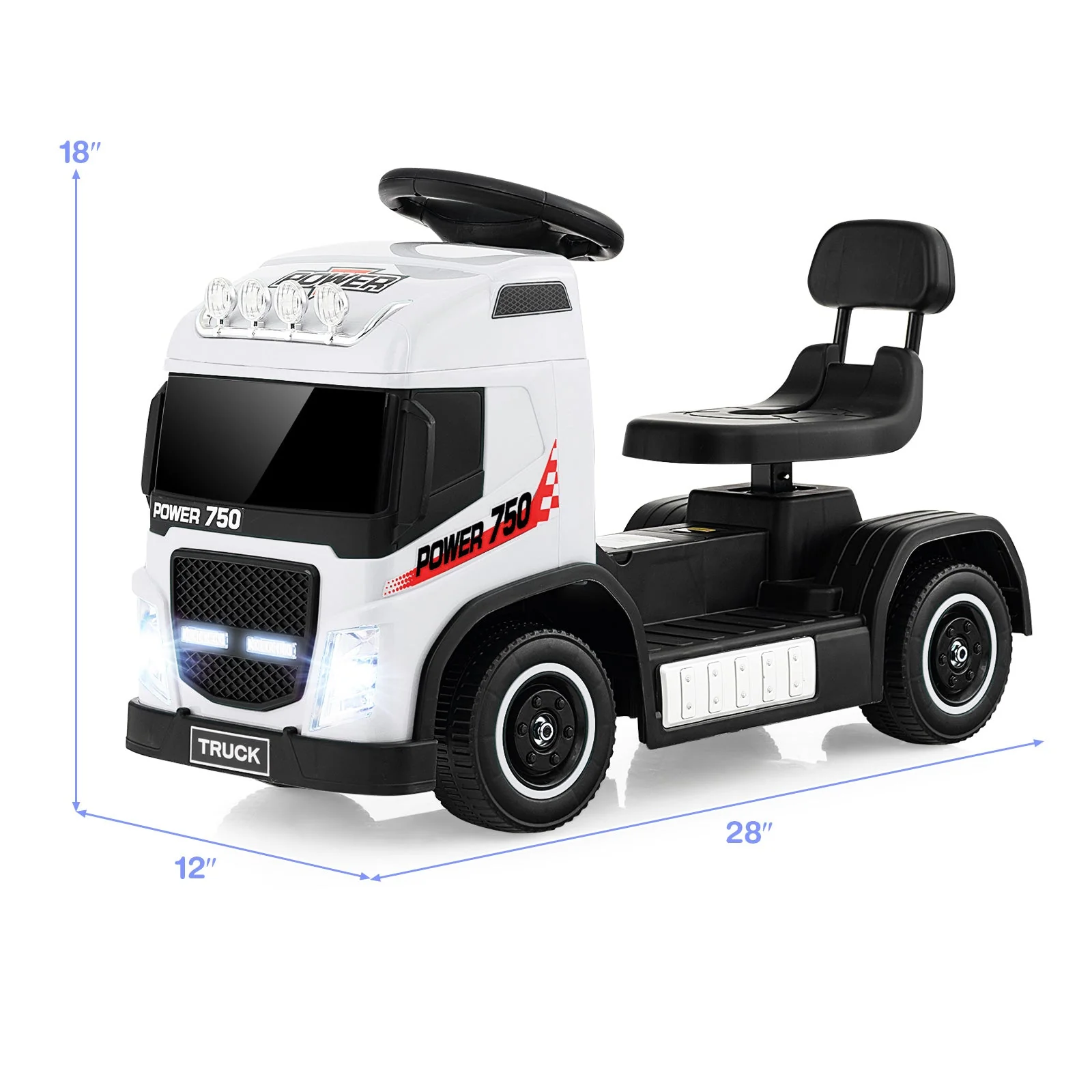 6V Kids Electric Ride-on Truck with Height Adjustable Seat-White - Image 5