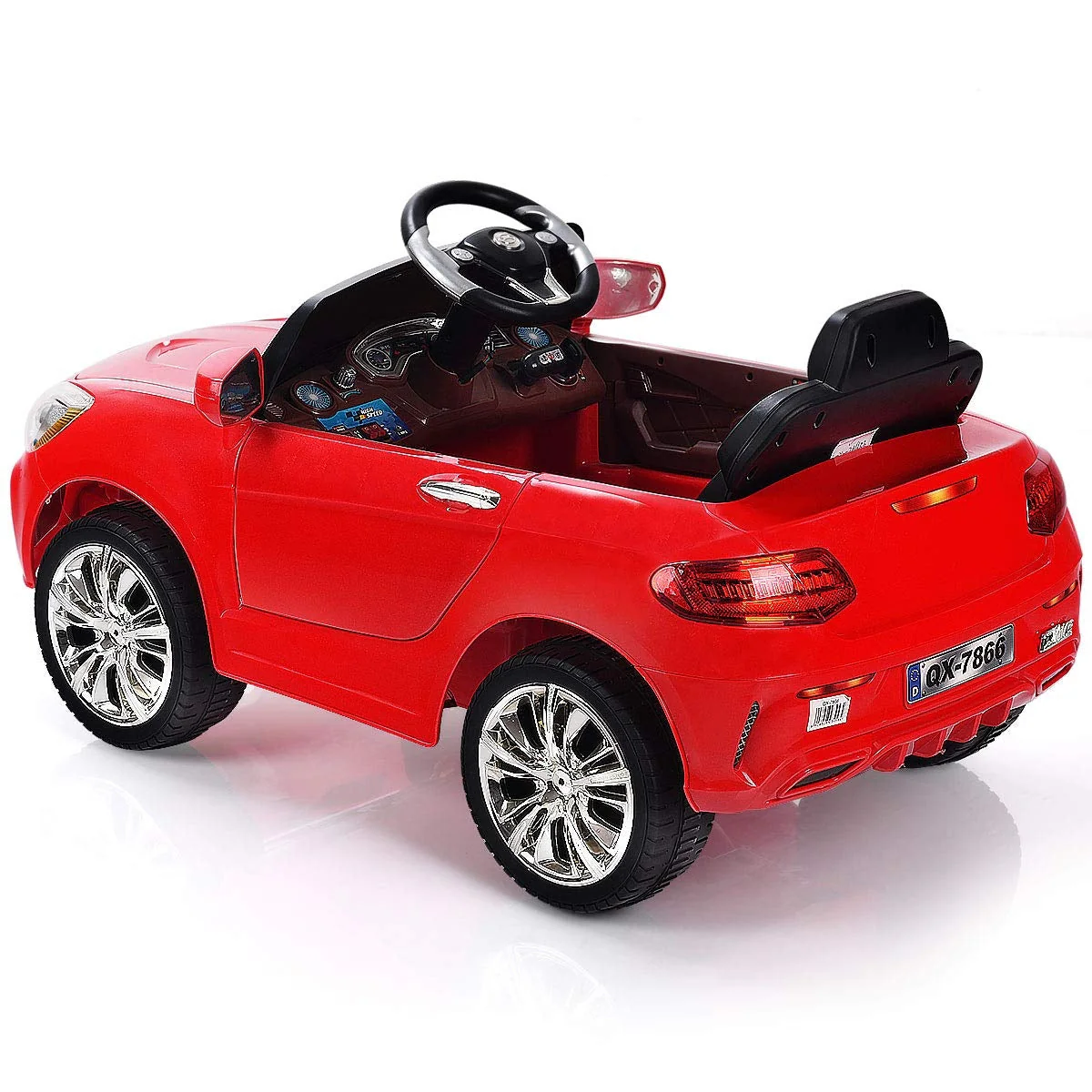 6V Kids Remote Control Battery Powered LED Lights Riding Car-Red - Image 2