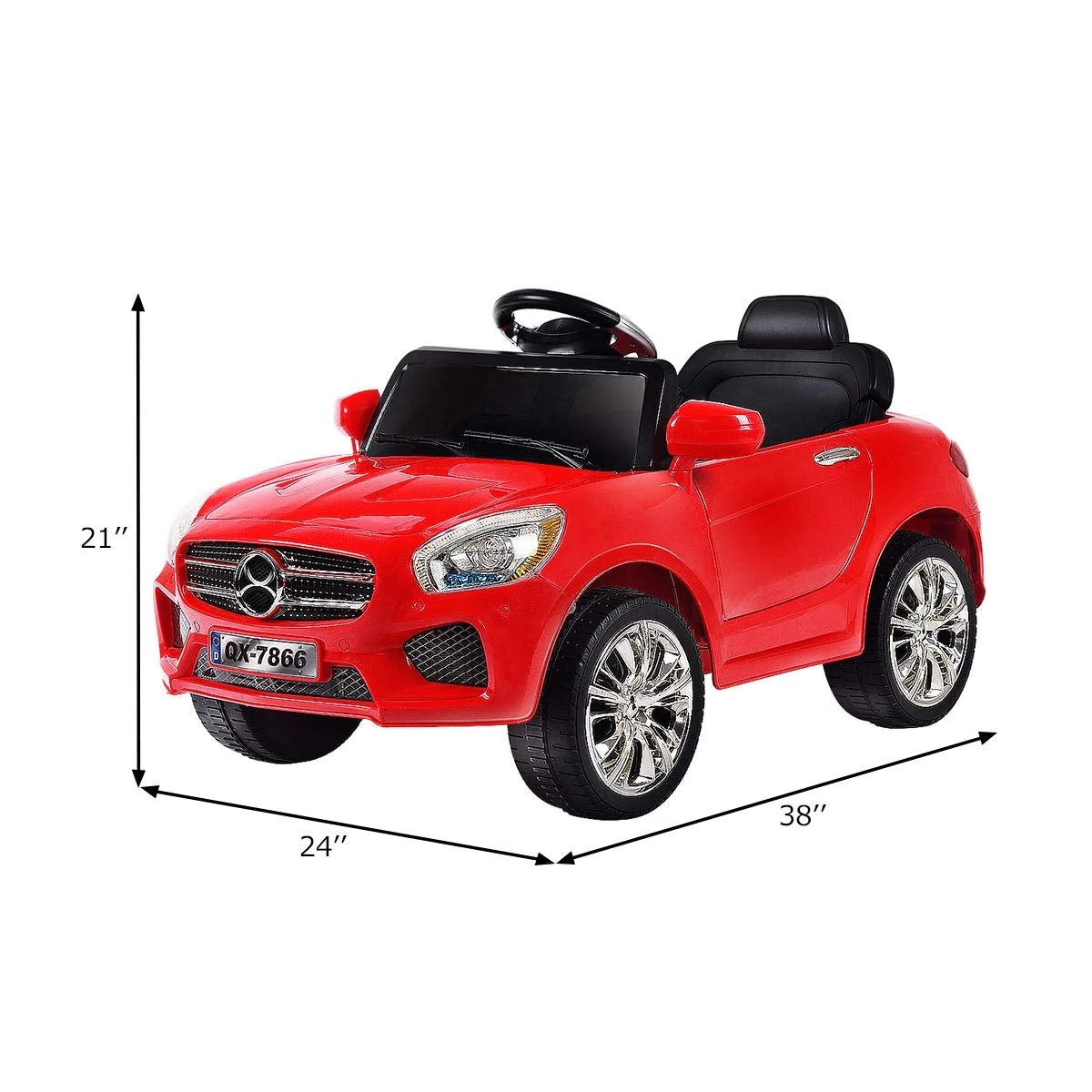 6V Kids Remote Control Battery Powered LED Lights Riding Car-Red - Image 3