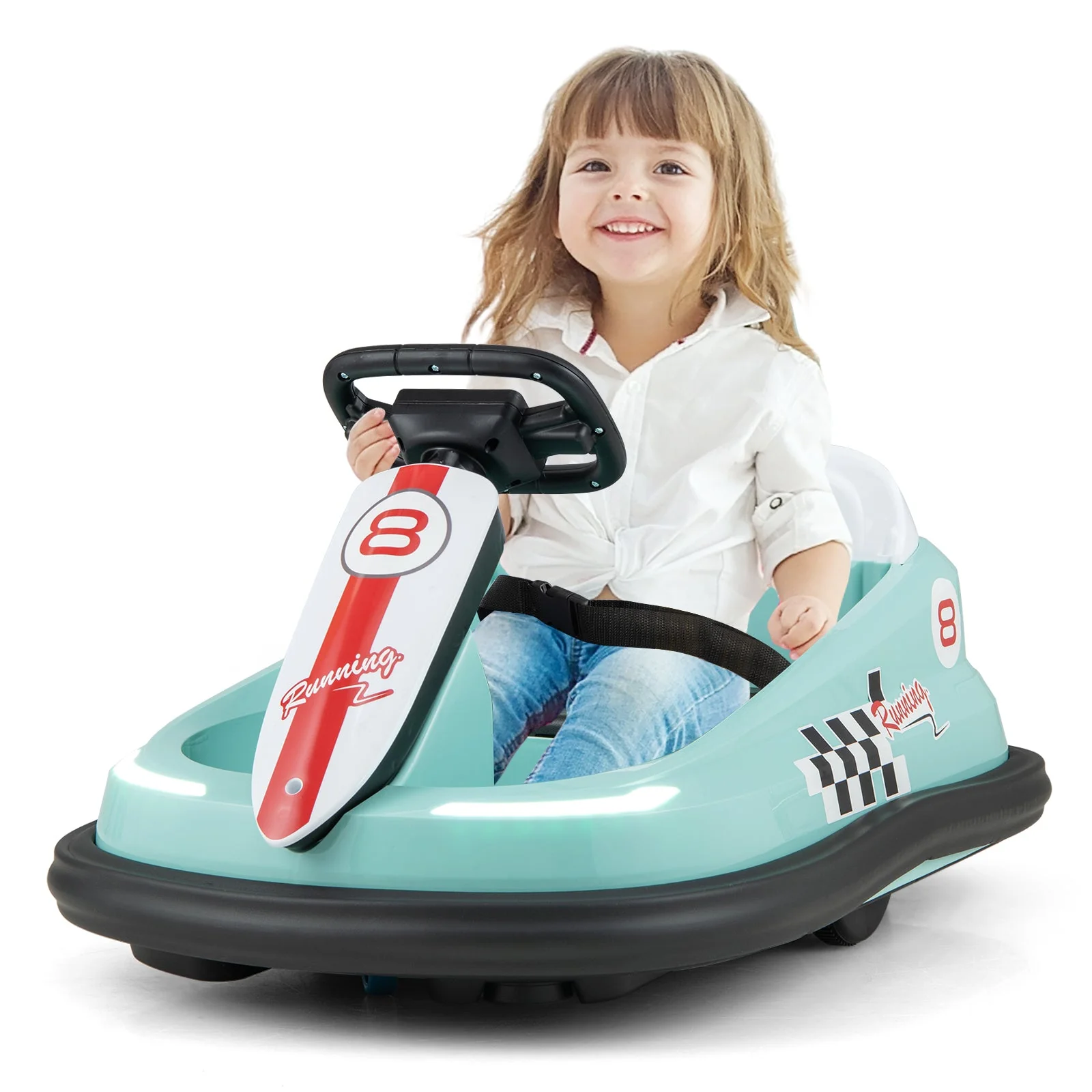 6V kids Ride-on Bumper Car with 360° Spinning and Dual Motors-Green - Image 4