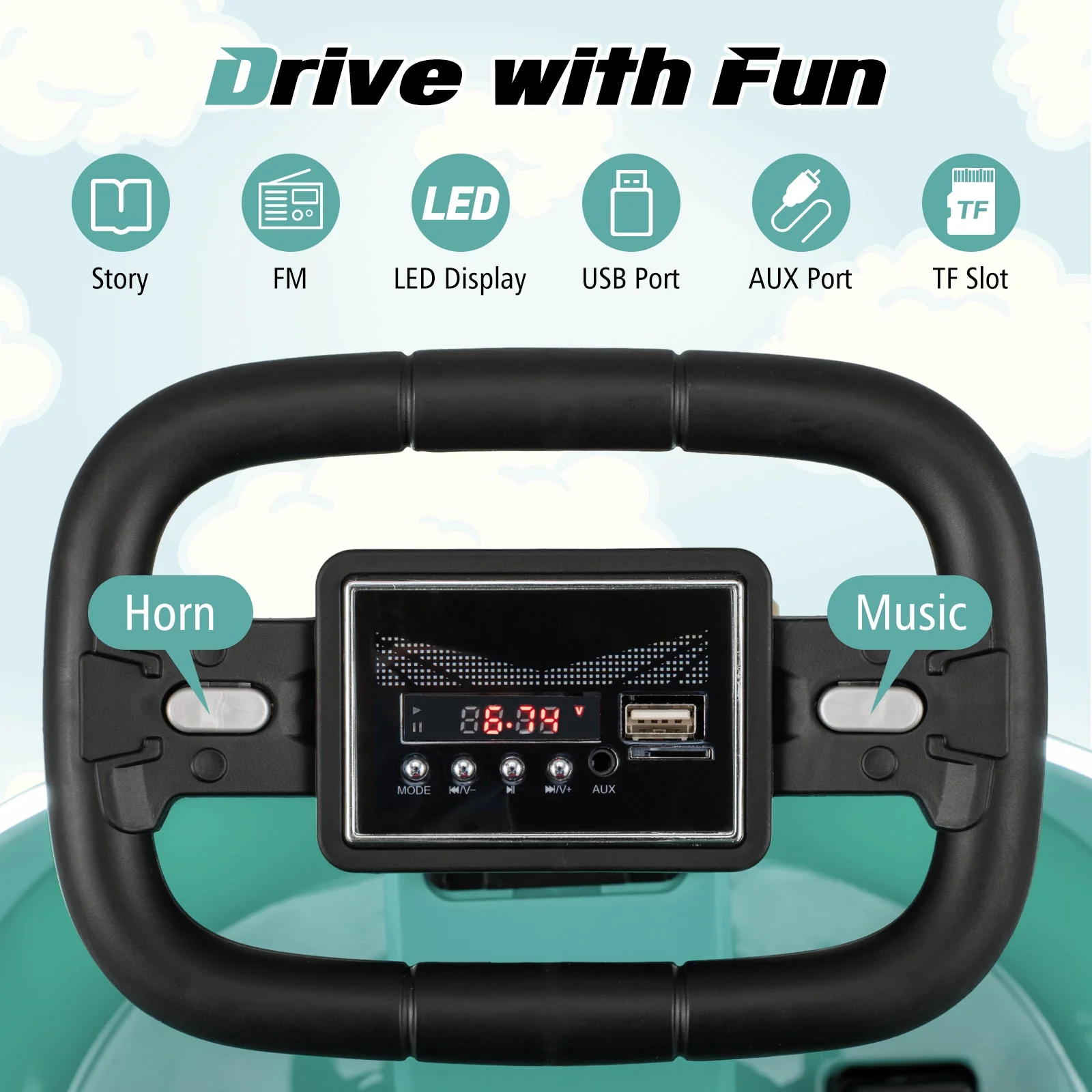 6V kids Ride-on Bumper Car with 360° Spinning and Dual Motors-Green - Image 6
