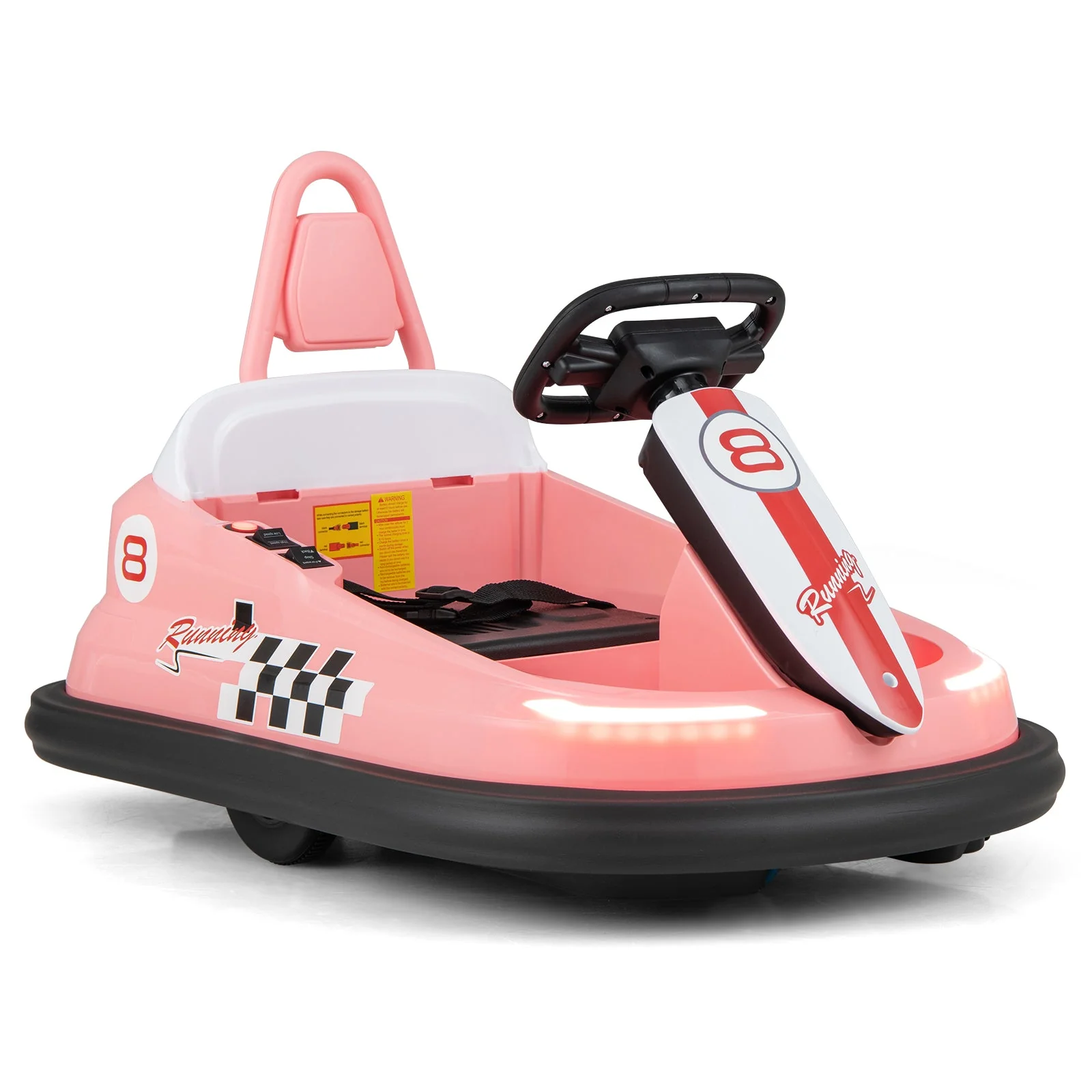 6V kids Ride-on Bumper Car with 360° Spinning and Dual Motors-Pink - Image 3