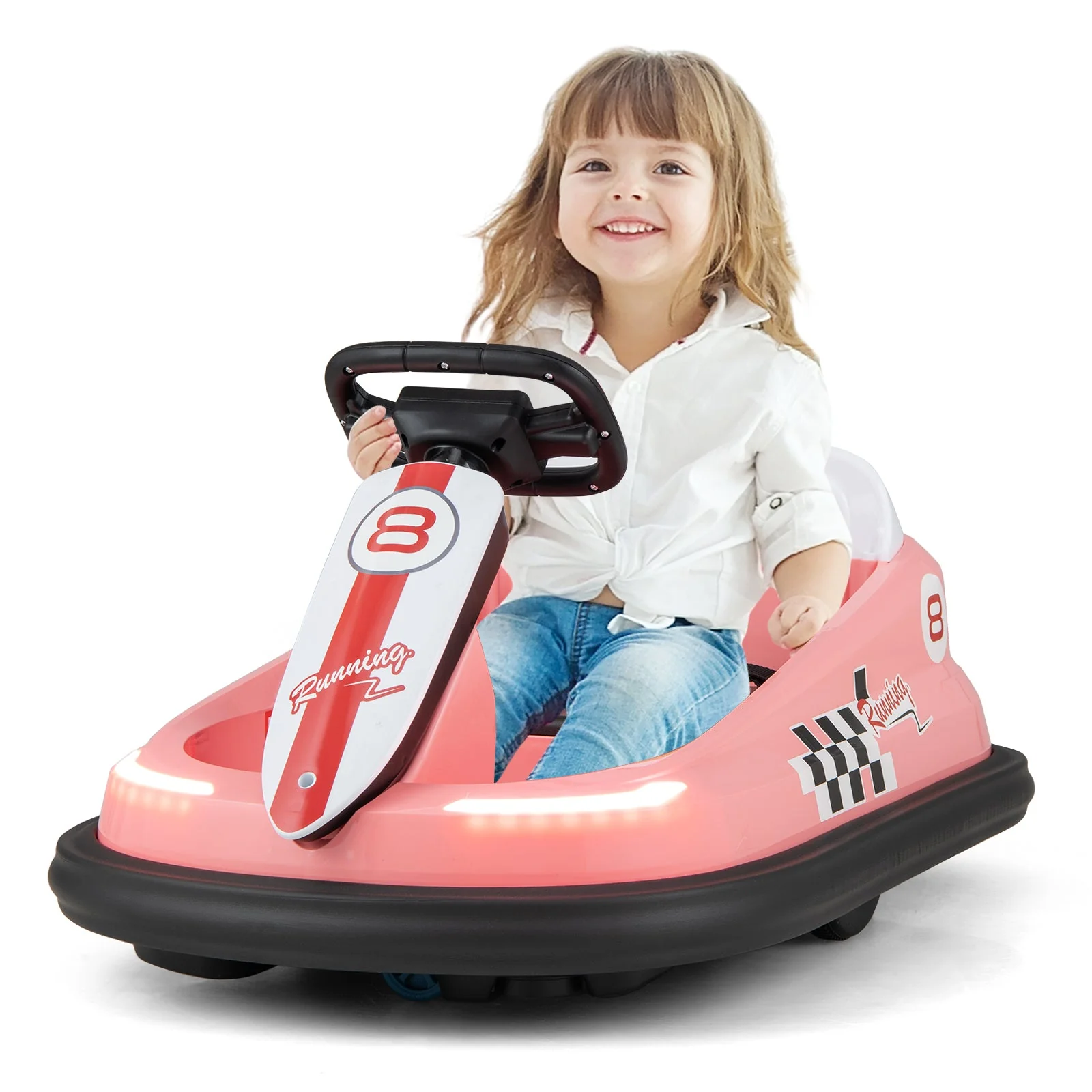 6V kids Ride-on Bumper Car with 360° Spinning and Dual Motors-Pink - Image 4