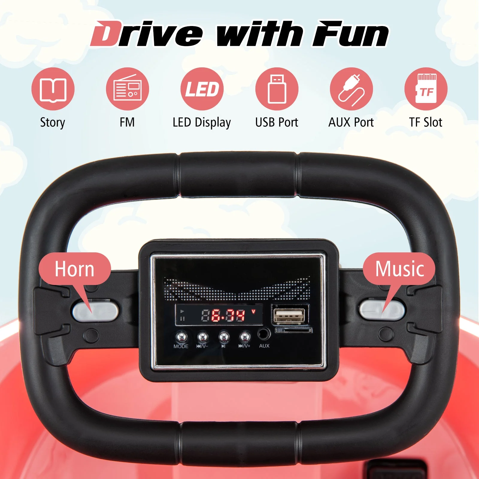 6V kids Ride-on Bumper Car with 360° Spinning and Dual Motors-Pink - Image 6