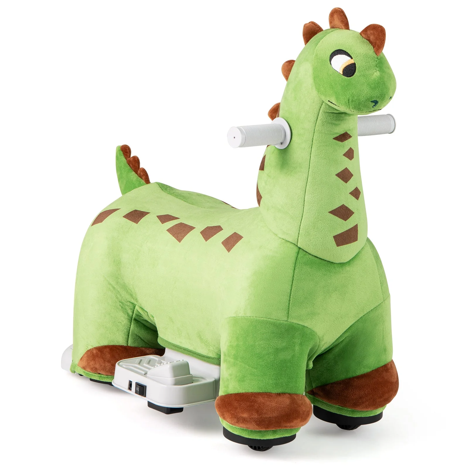 6V Kids Ride on Dinosaur with Foot Pedal and Padded Seat and Music-Green - Image 3