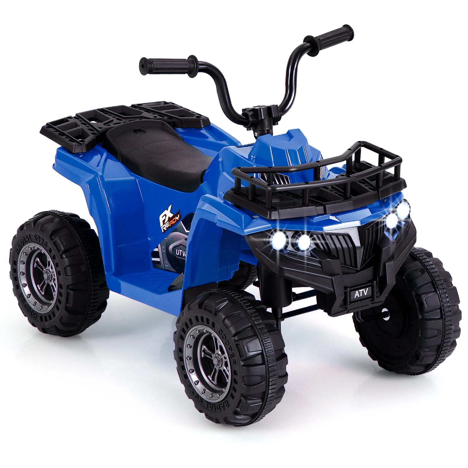 6V Kids Ride On Electric ATV with LED Headlights and MP3 Player-Blue - Image 2