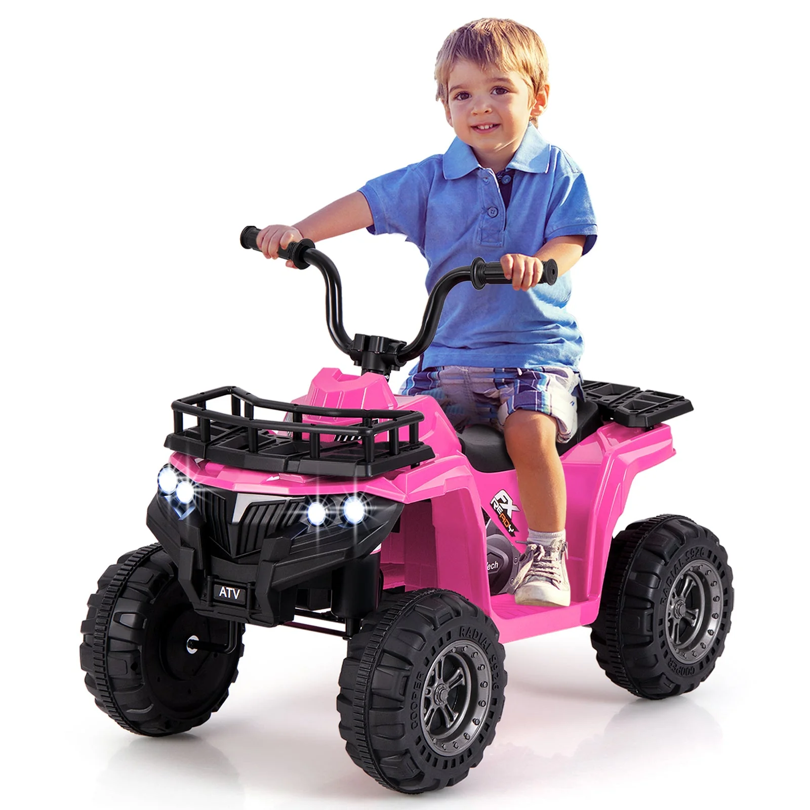6V Kids Ride On Electric ATV with LED Headlights and MP3 Player-Pink - Image 3
