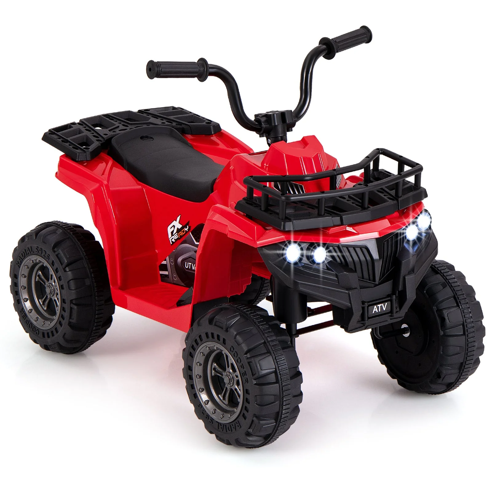 6V Kids Ride On Electric ATV with LED Headlights and MP3 Player-Red - Image 2