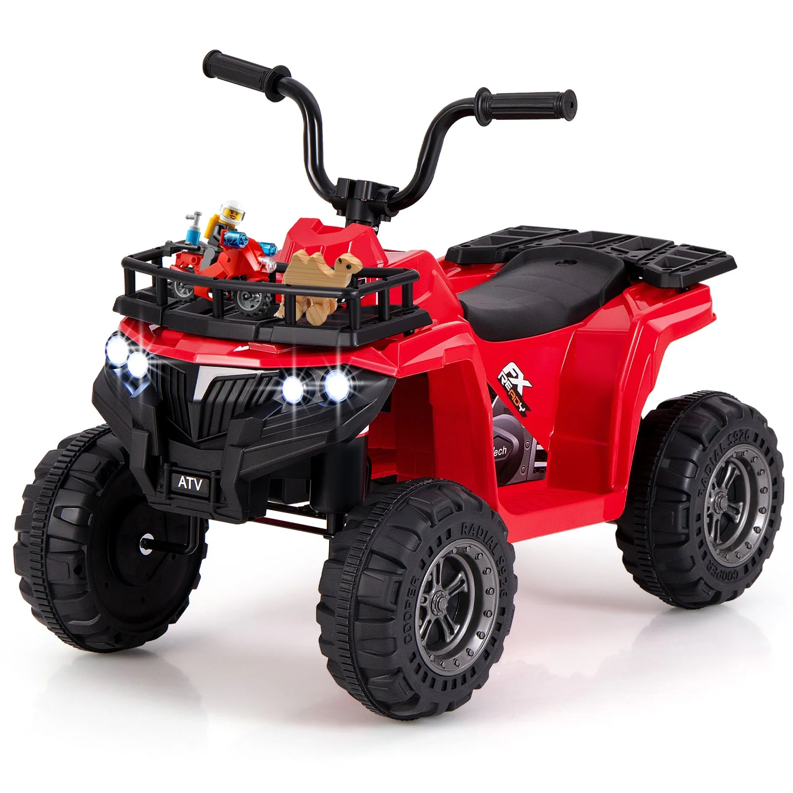 6V Kids Ride On Electric ATV with LED Headlights and MP3 Player-Red - Image 5