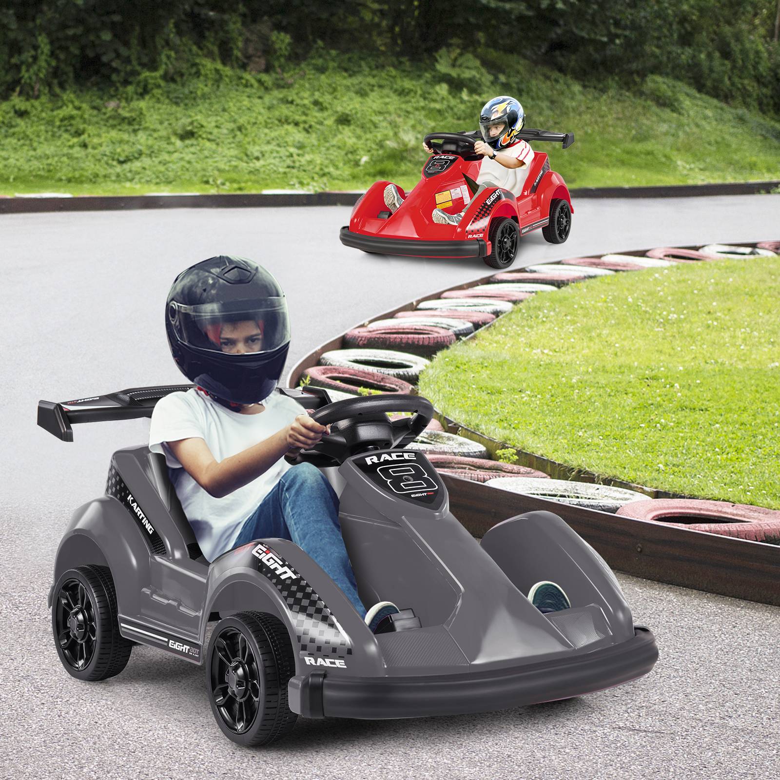 6V Kids Ride On Go Cart with Remote Control and Safety Belt-Black - Image 4