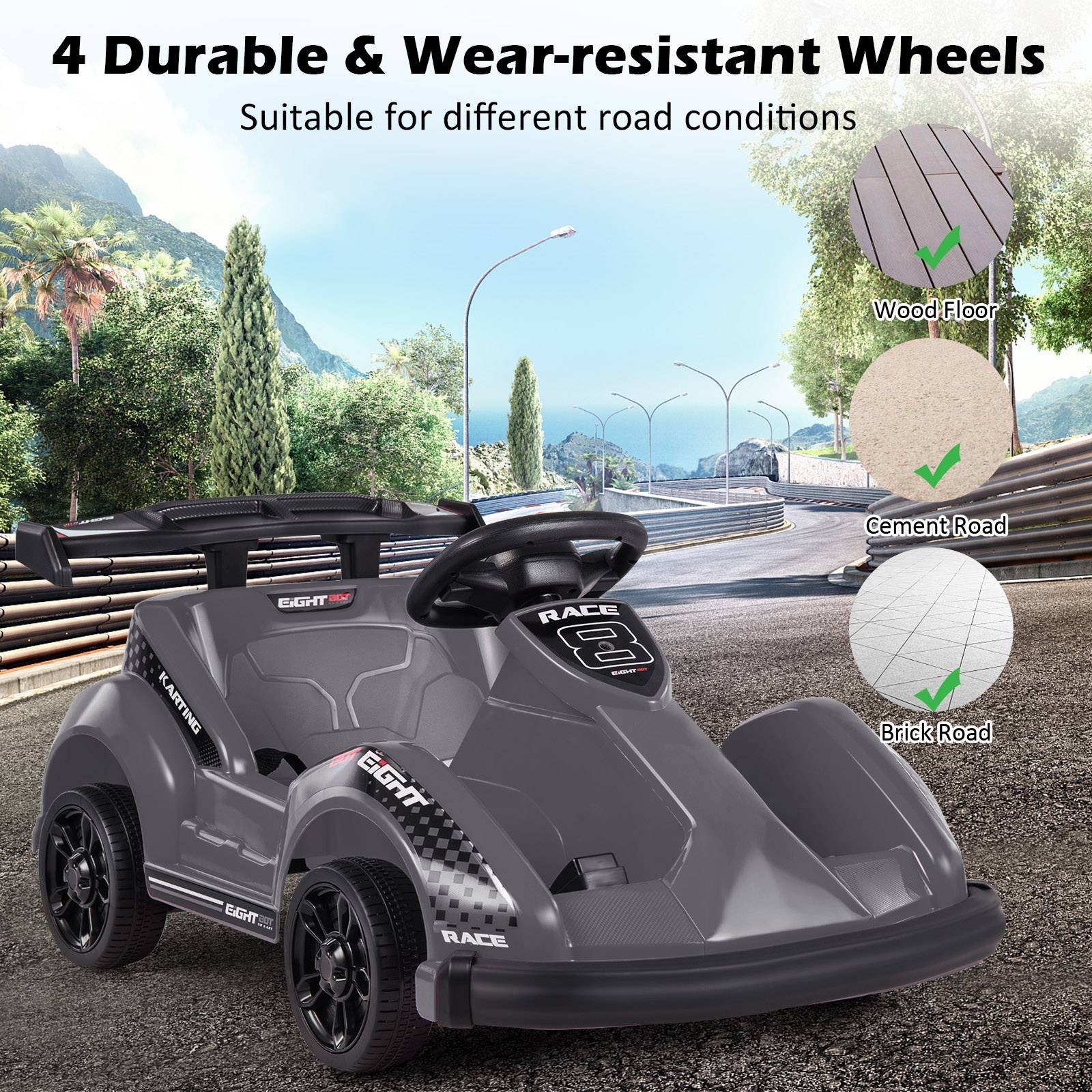 6V Kids Ride On Go Cart with Remote Control and Safety Belt-Black - Image 8