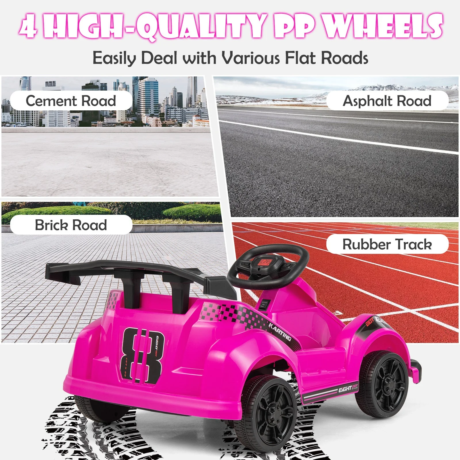 6V Kids Ride On Go Cart with Remote Control and Safety Belt-Pink - Image 5