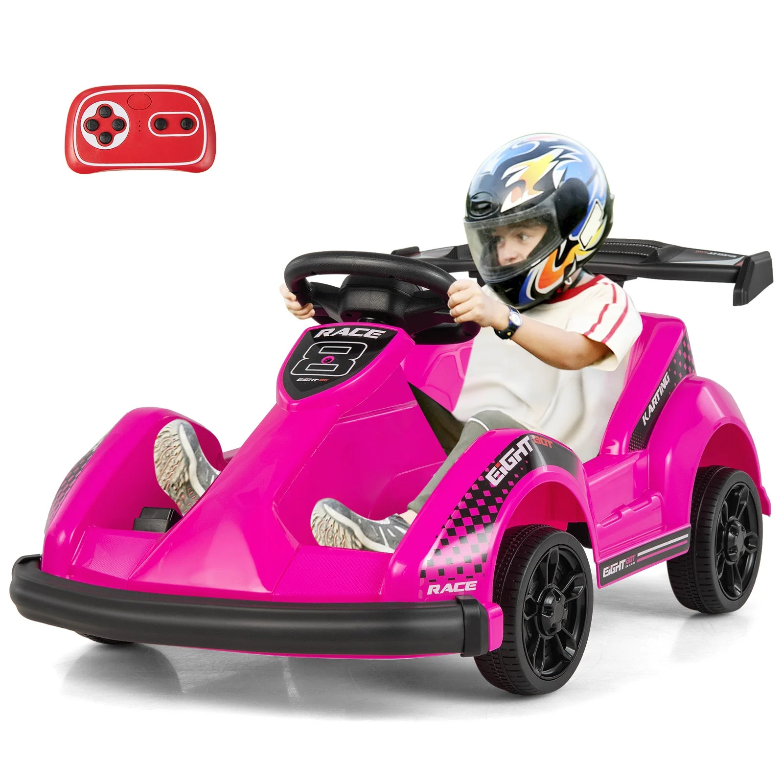 6V Kids Ride On Go Cart with Remote Control and Safety Belt-Pink - Image 7