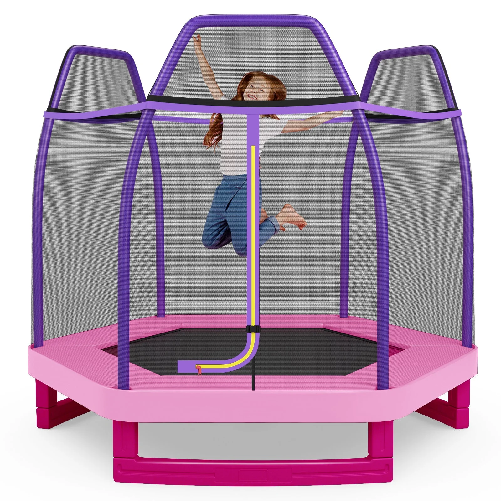 7 Feet Kids Recreational Bounce Jumper Trampoline-Pink - Image 3