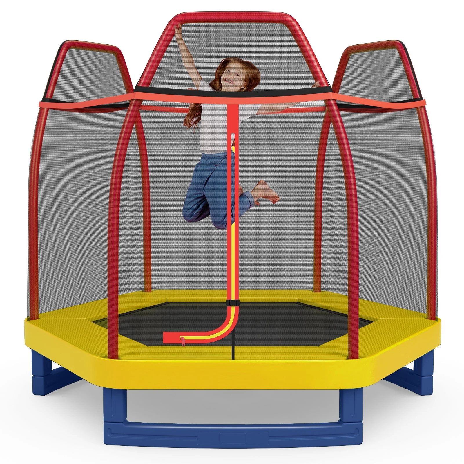 7 Feet Kids Recreational Bounce Jumper Trampoline-Red - Image 3