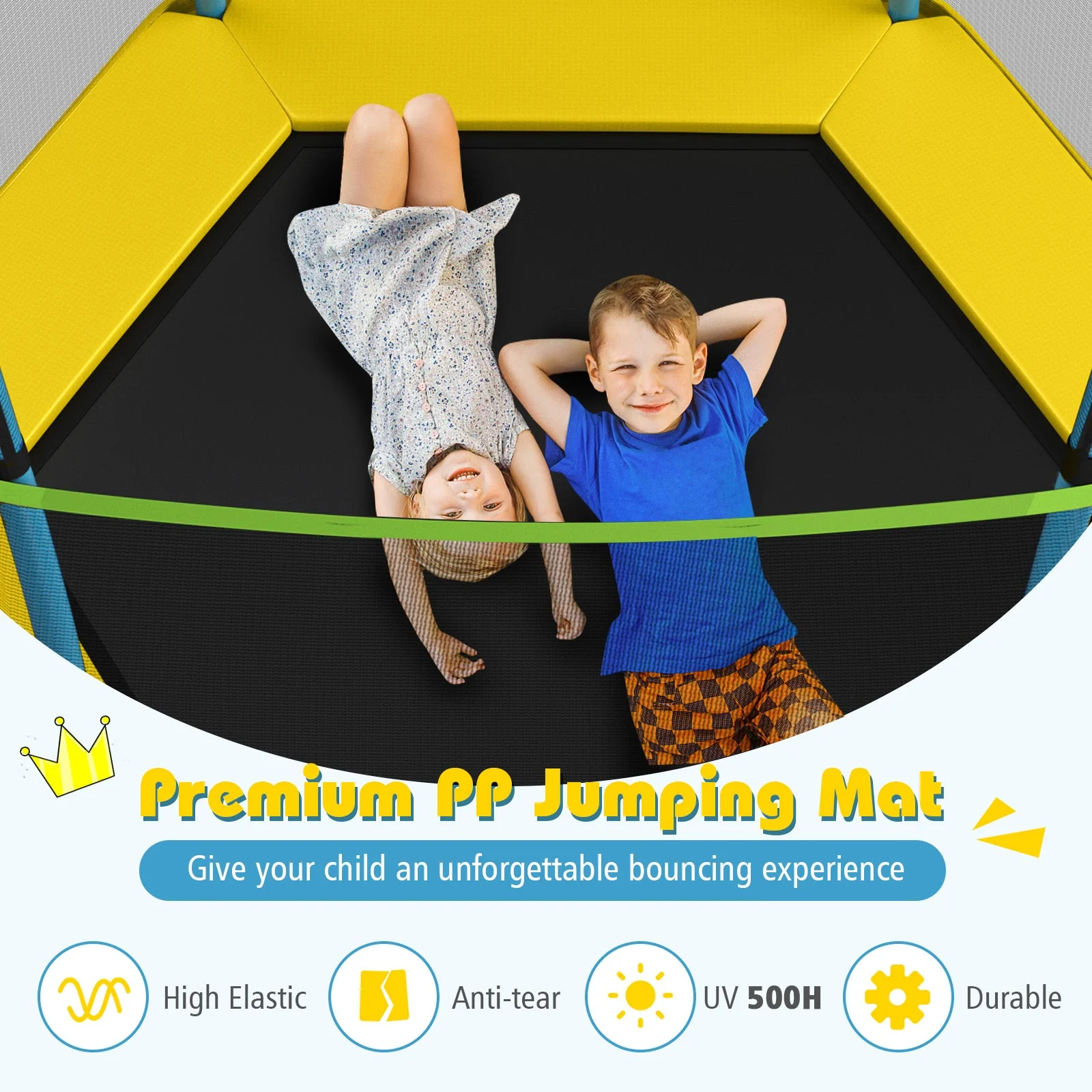 7 Feet Kids Recreational Bounce Jumper Trampoline-Yellow - Image 4