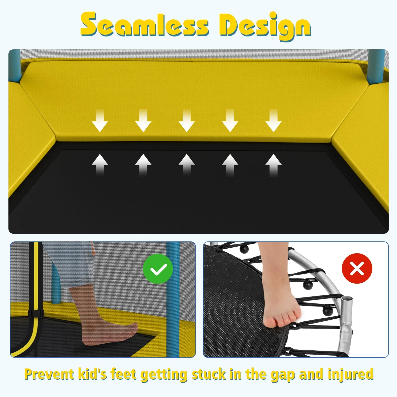 7 Feet Kids Recreational Bounce Jumper Trampoline-Yellow - Image 6