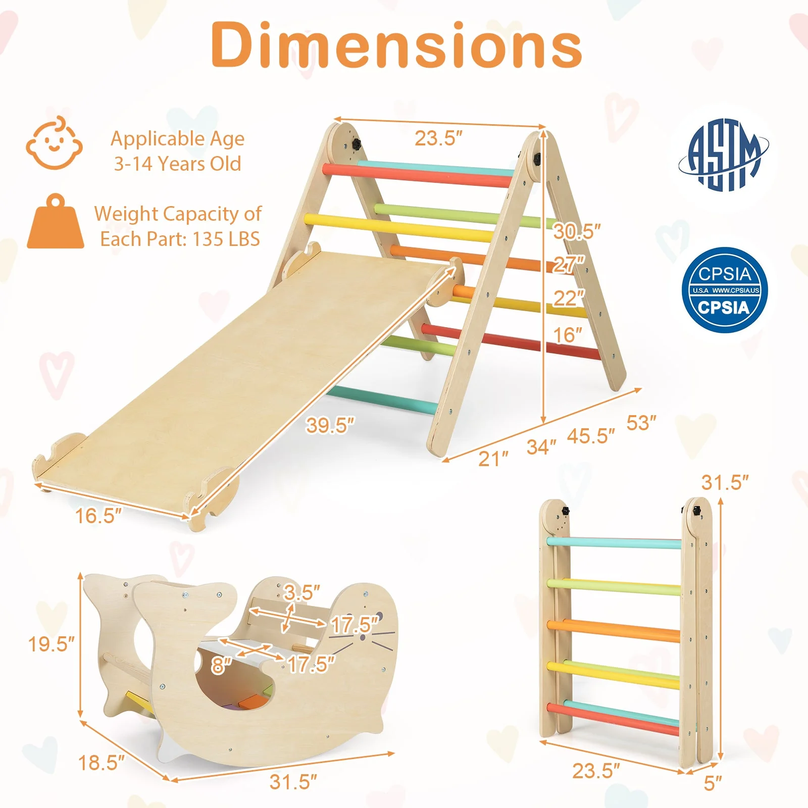 7-in-1 Indoor Climbing Toys for Toddlers with Reversible Ramp-Multicolor - Image 4