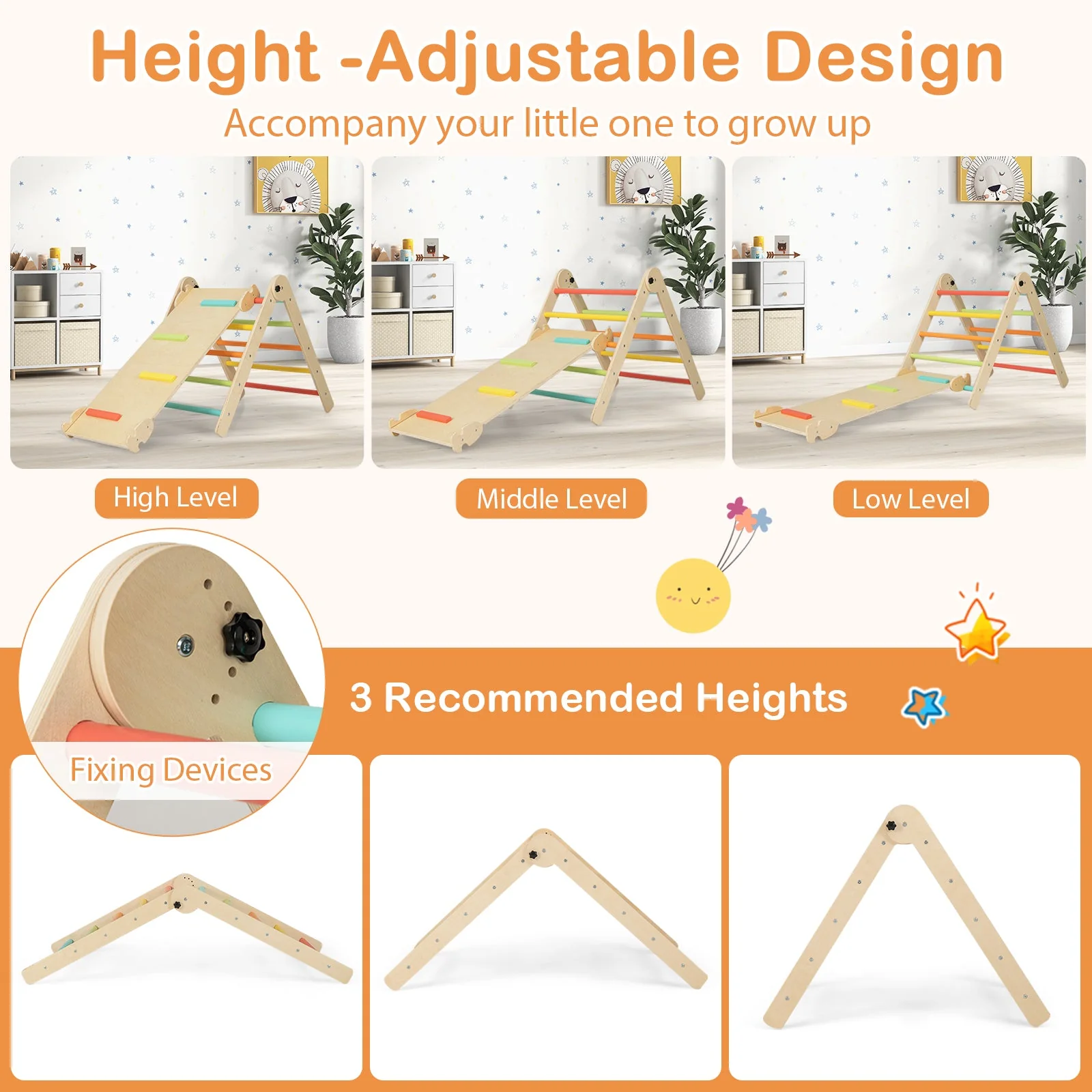 7-in-1 Indoor Climbing Toys for Toddlers with Reversible Ramp-Multicolor - Image 7