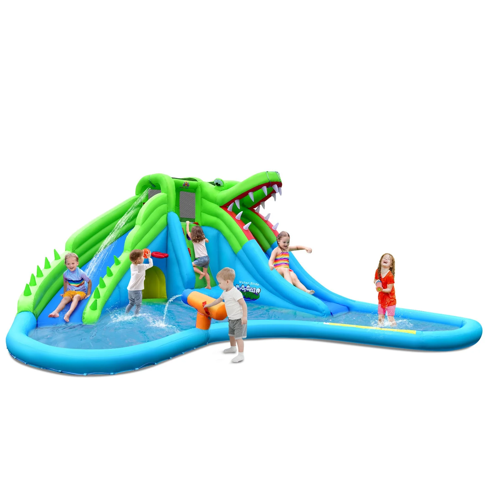 7-in-1 Inflatable Bounce House with Splashing Pool without Blower - Image 5